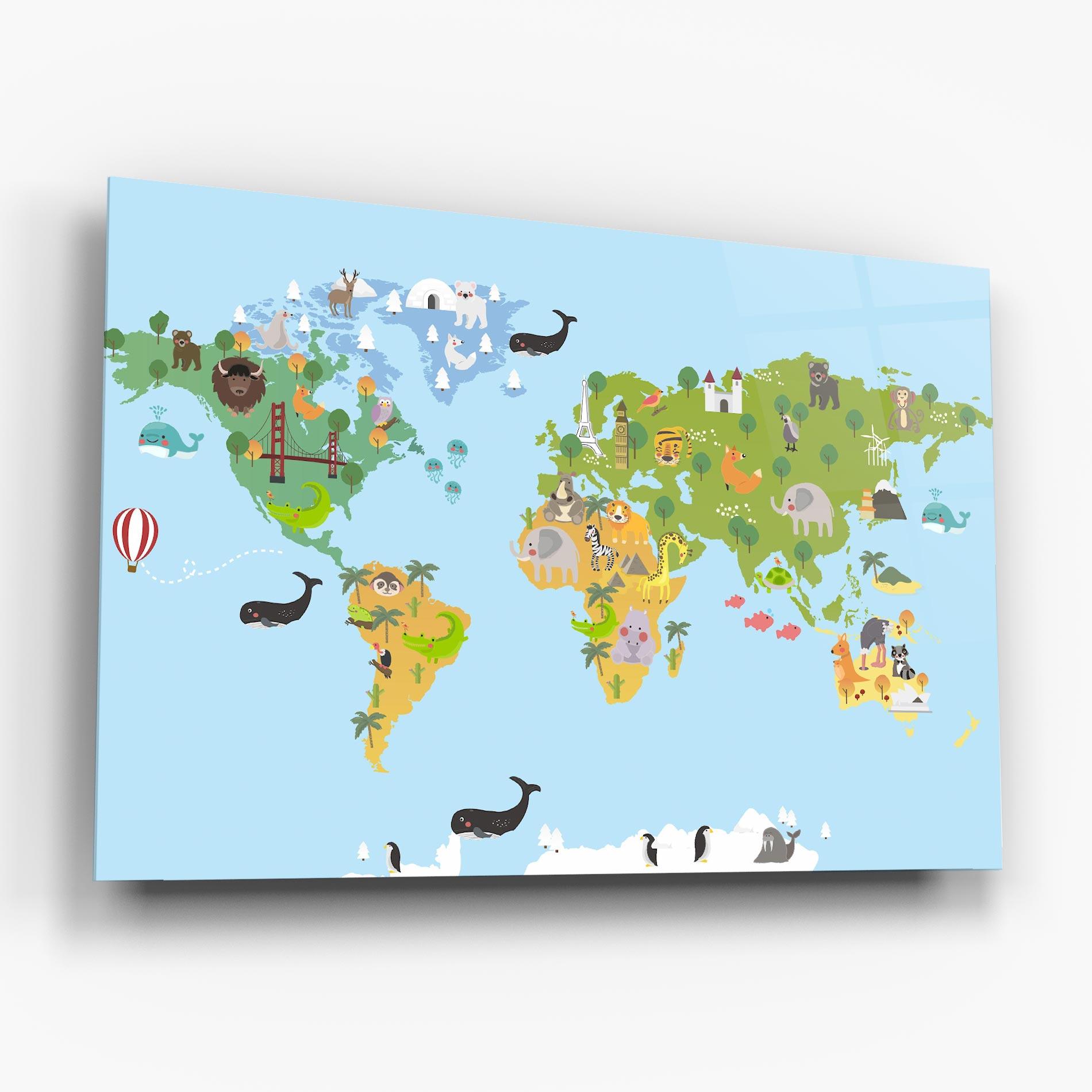 Glasbild Animals Cute Map mockup 6