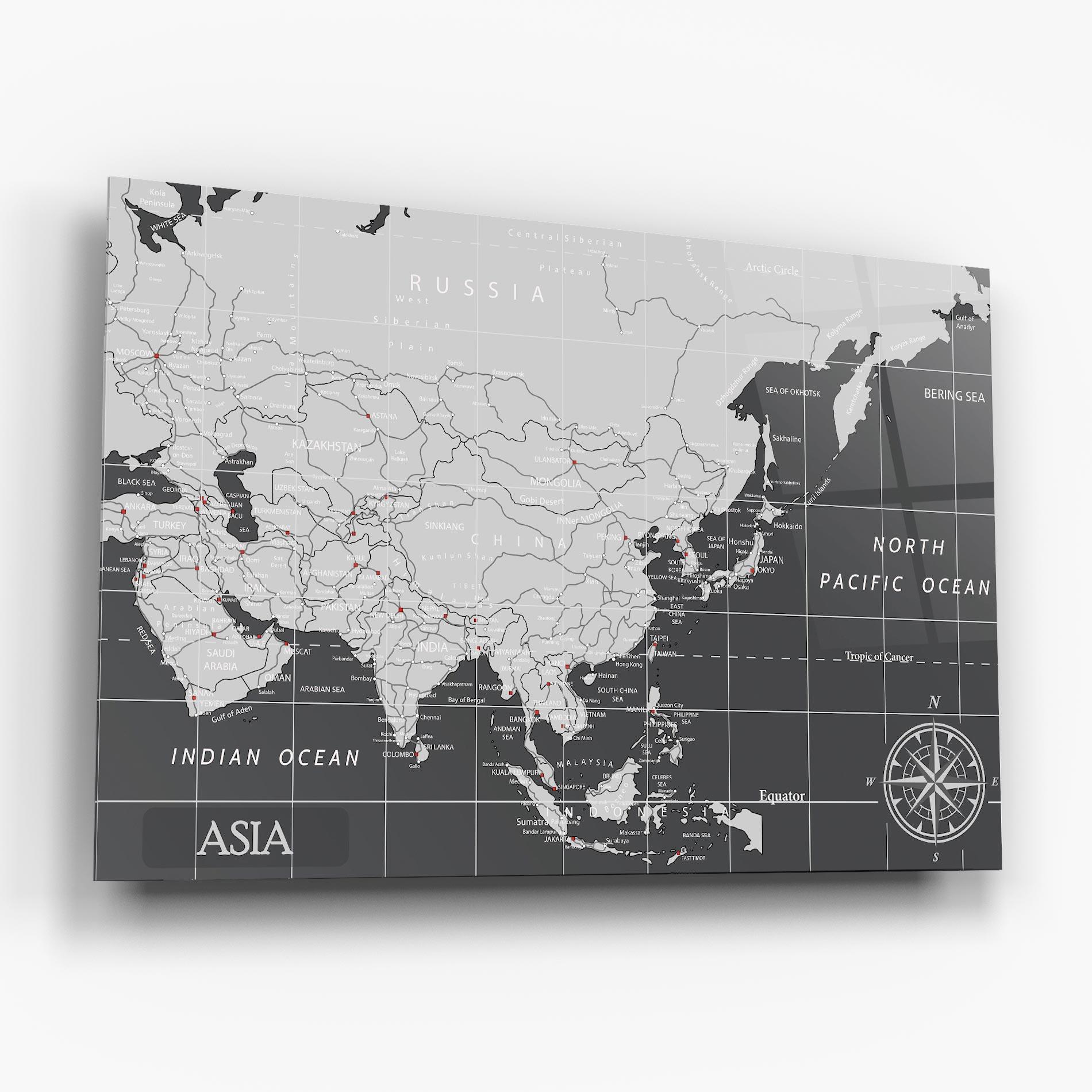 Glasbild Asia Minimal Map mockup 6