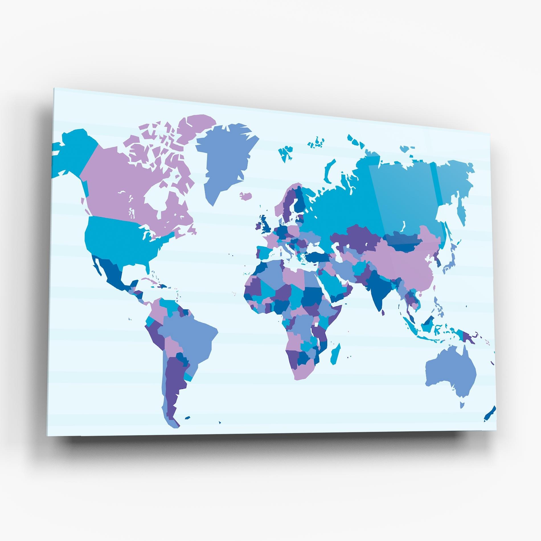 Glasbild Blue Purple Map mockup 6