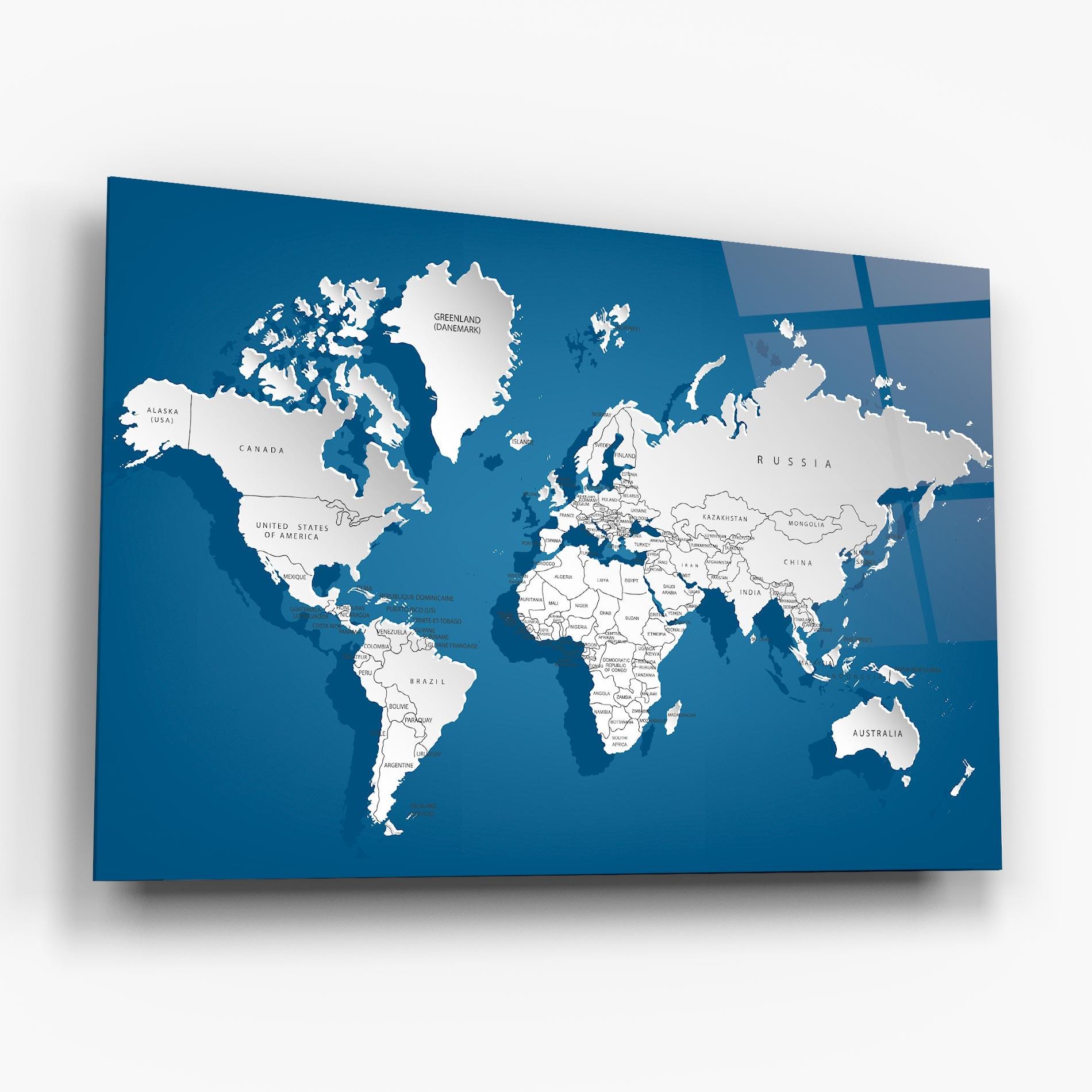 Glasbild Blue White Map mockup 6