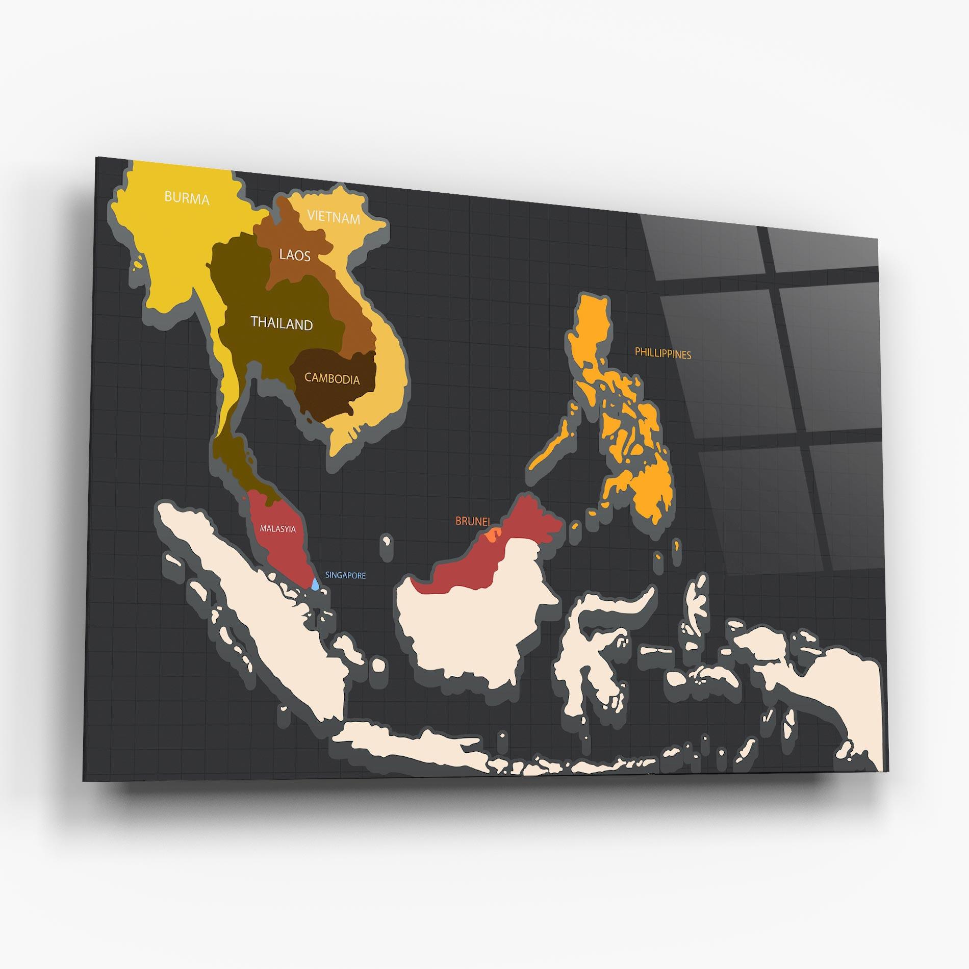 Glasbild Cream Map mockup 6