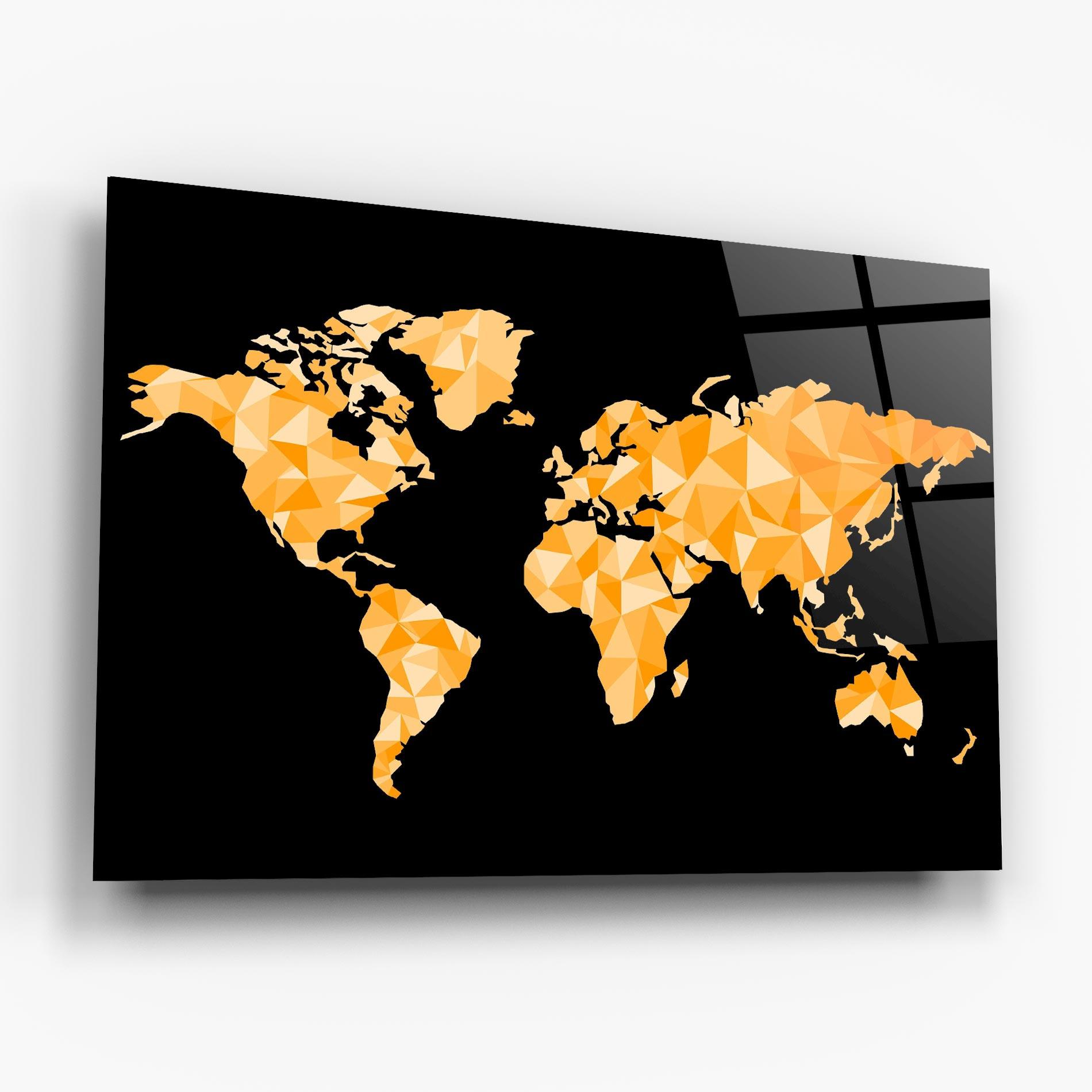 Glasbild Orange World Map mockup 6