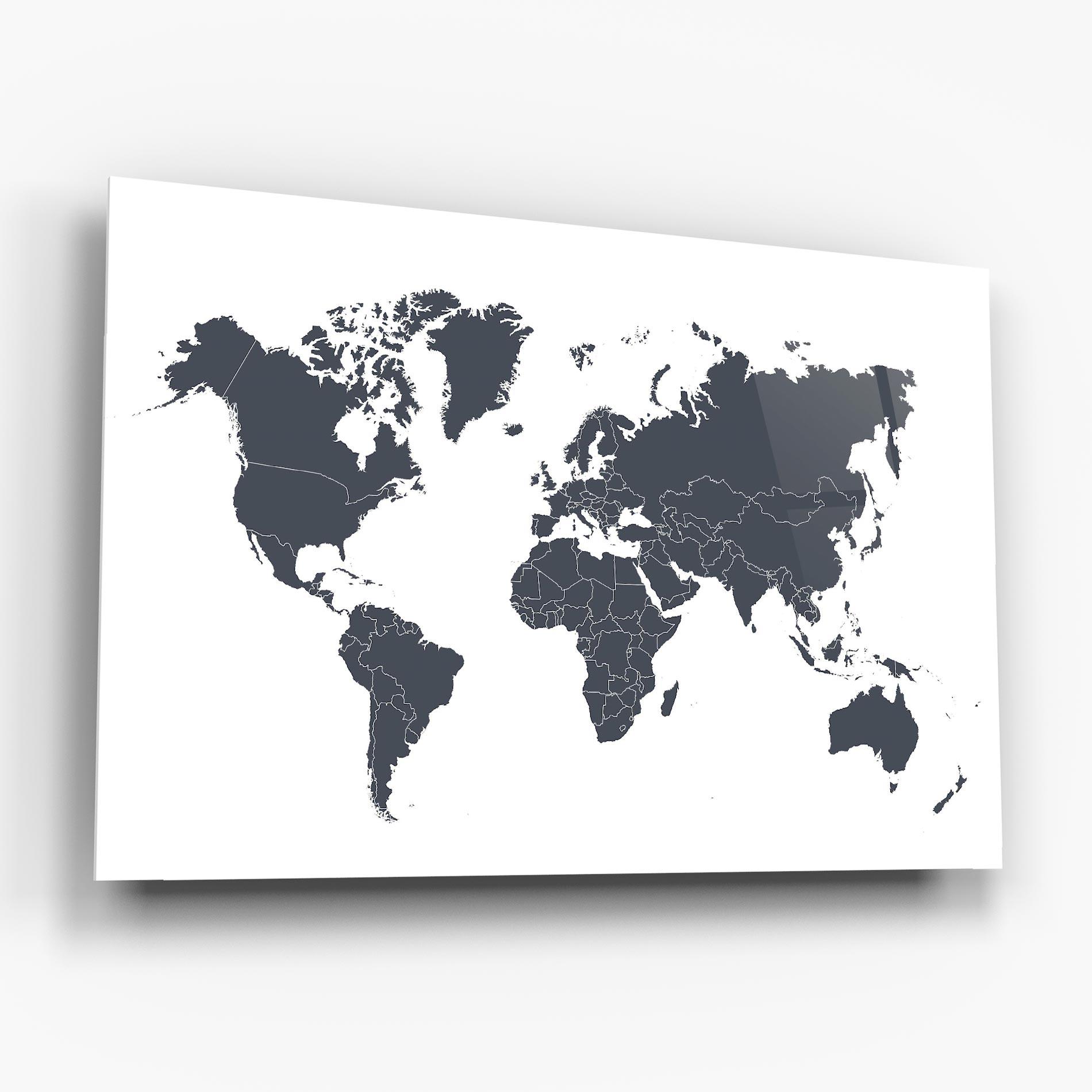 Glasbild World Grey Map mockup 6
