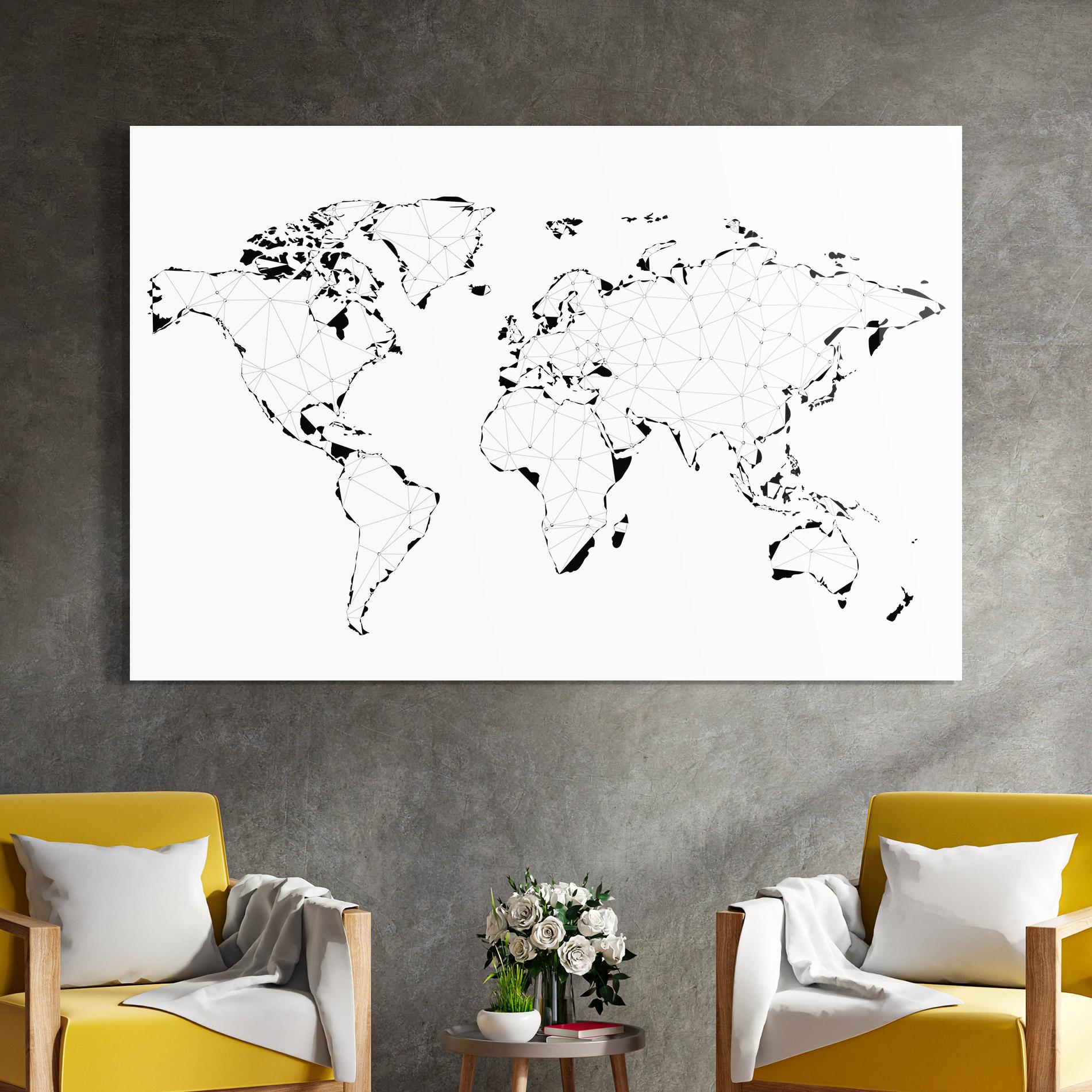 Glasbild Black Line Map mockup 4
