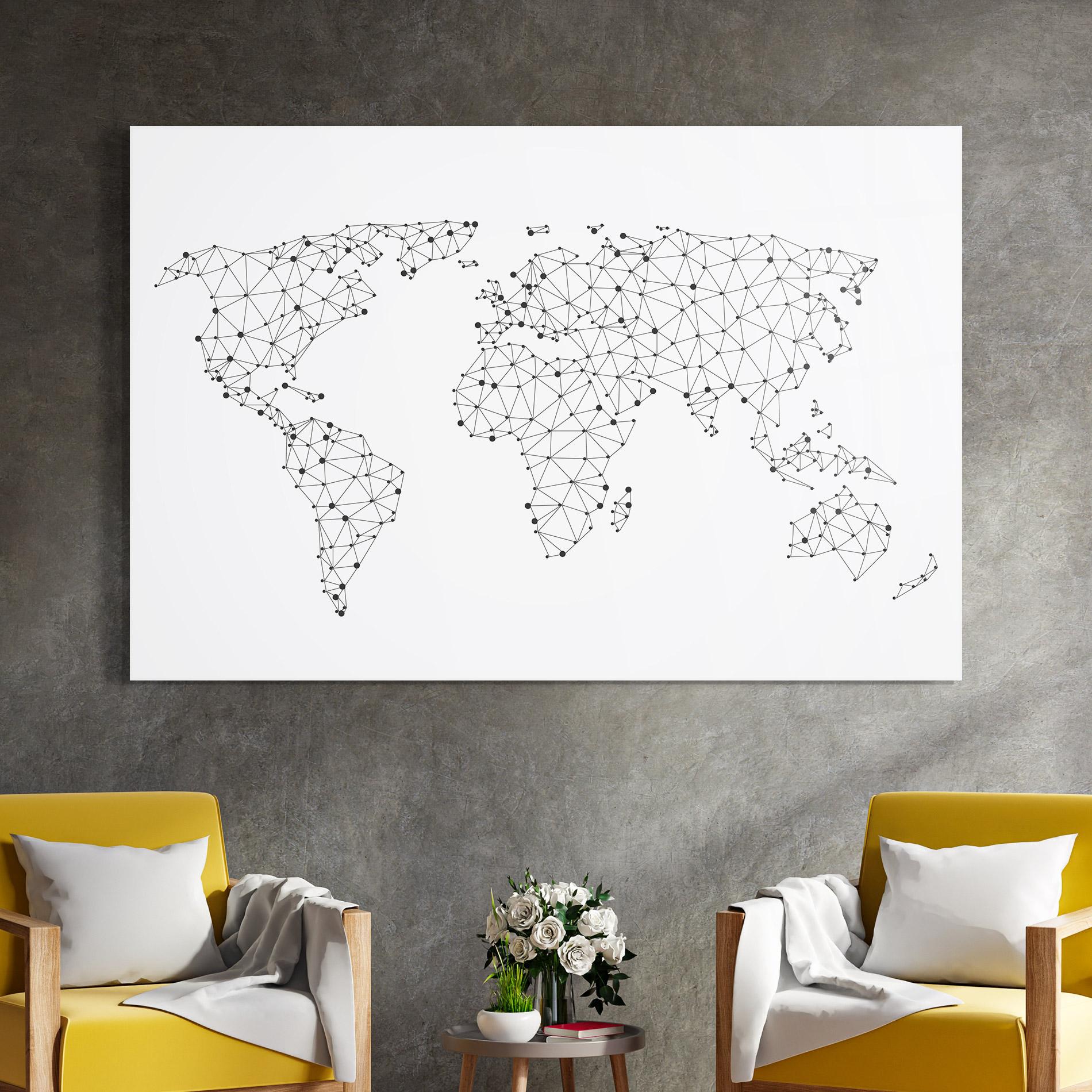 Glasbild Black Map Line mockup 4