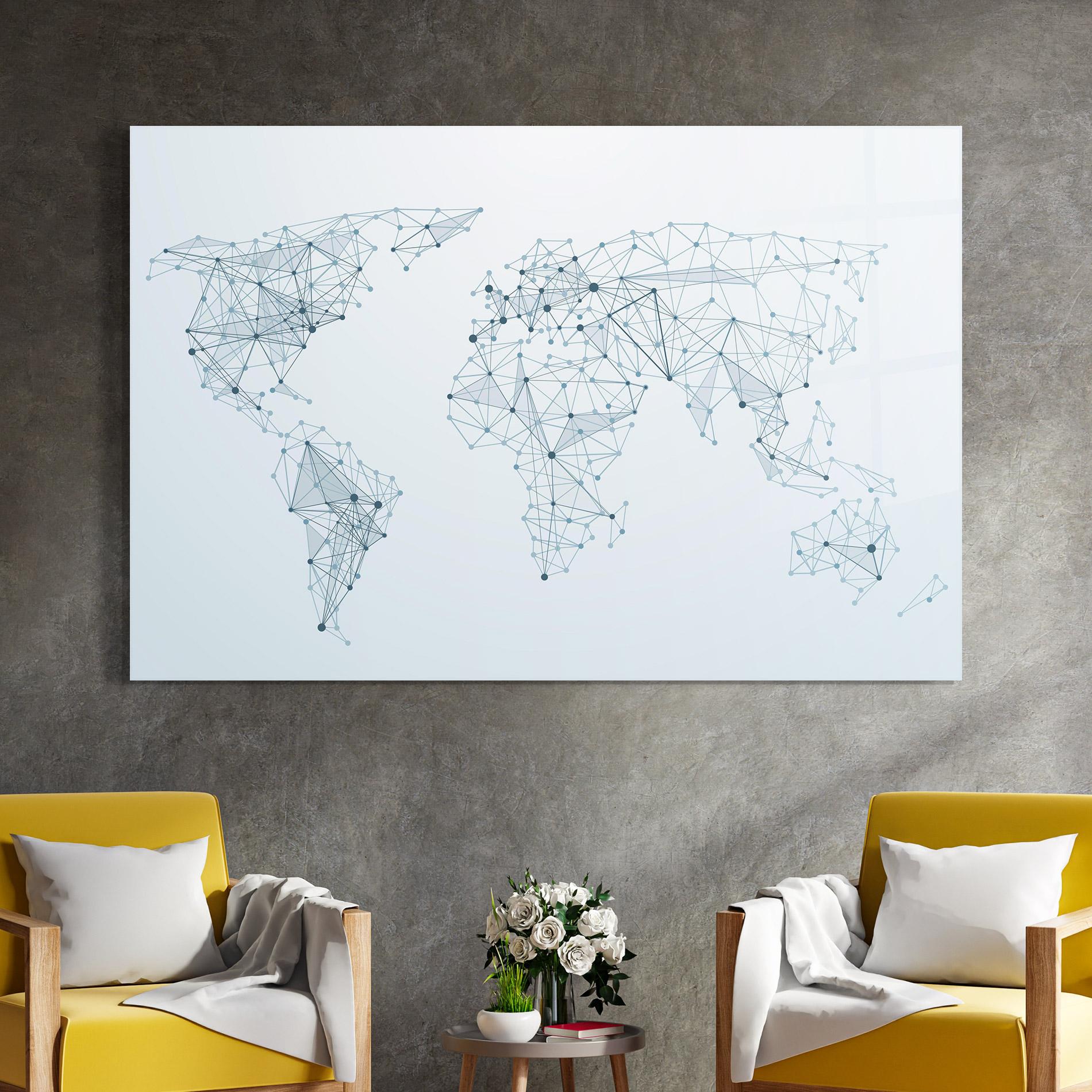 Glasbild Blue Line Map mockup 4