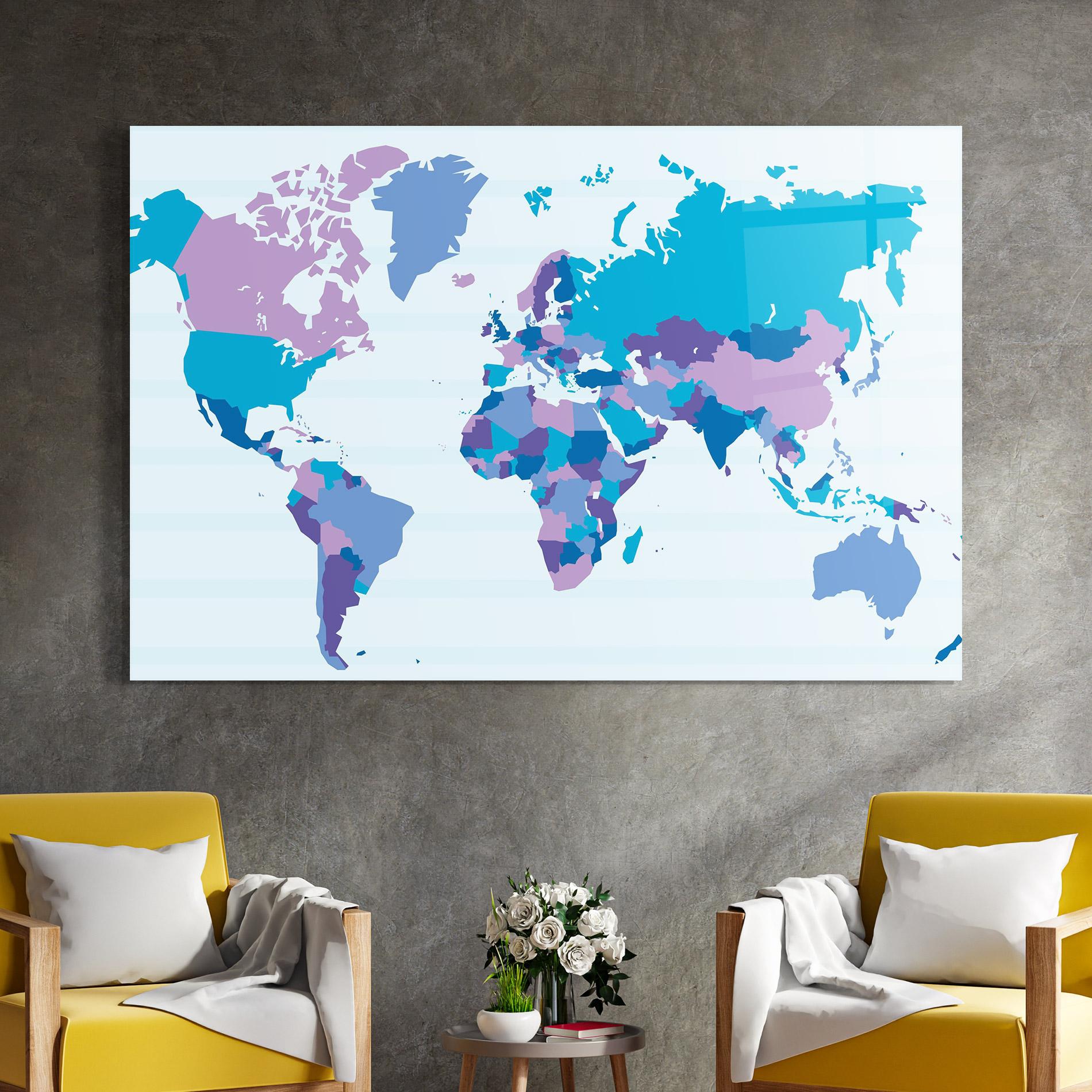 Glasbild Blue Purple Map mockup 4
