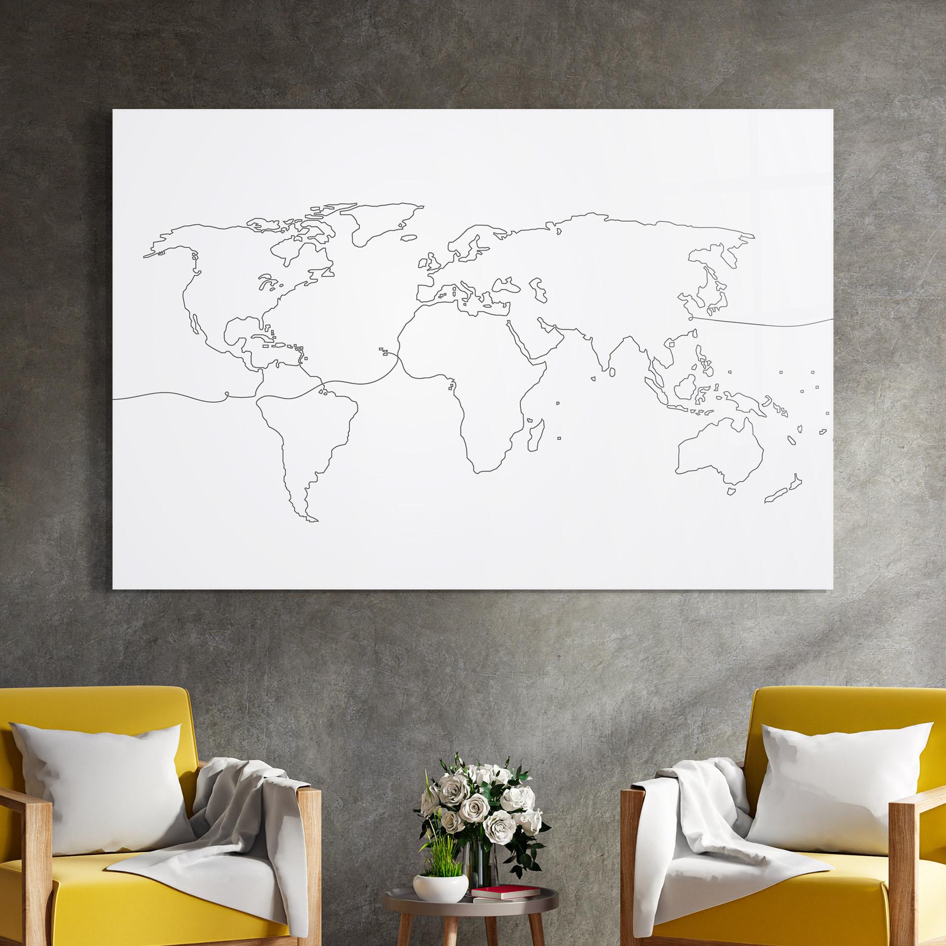 Glasbild Continuous Line Map mockup 4