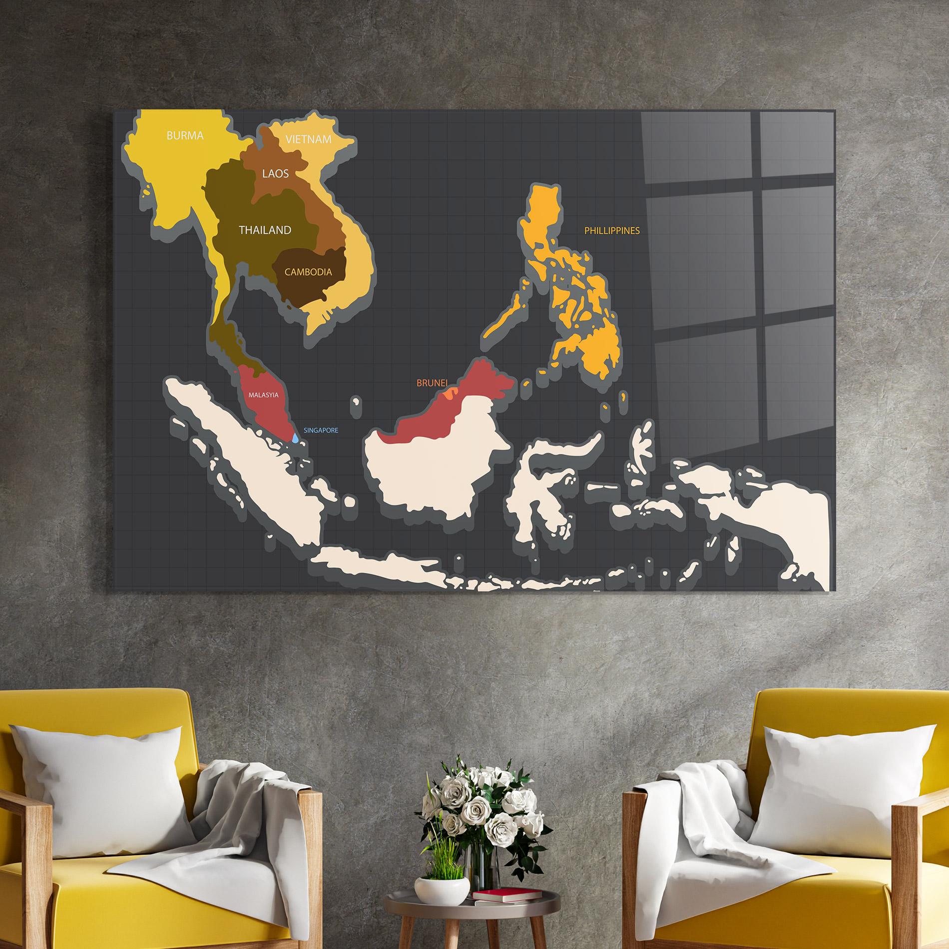 Glasbild Cream Map mockup 4