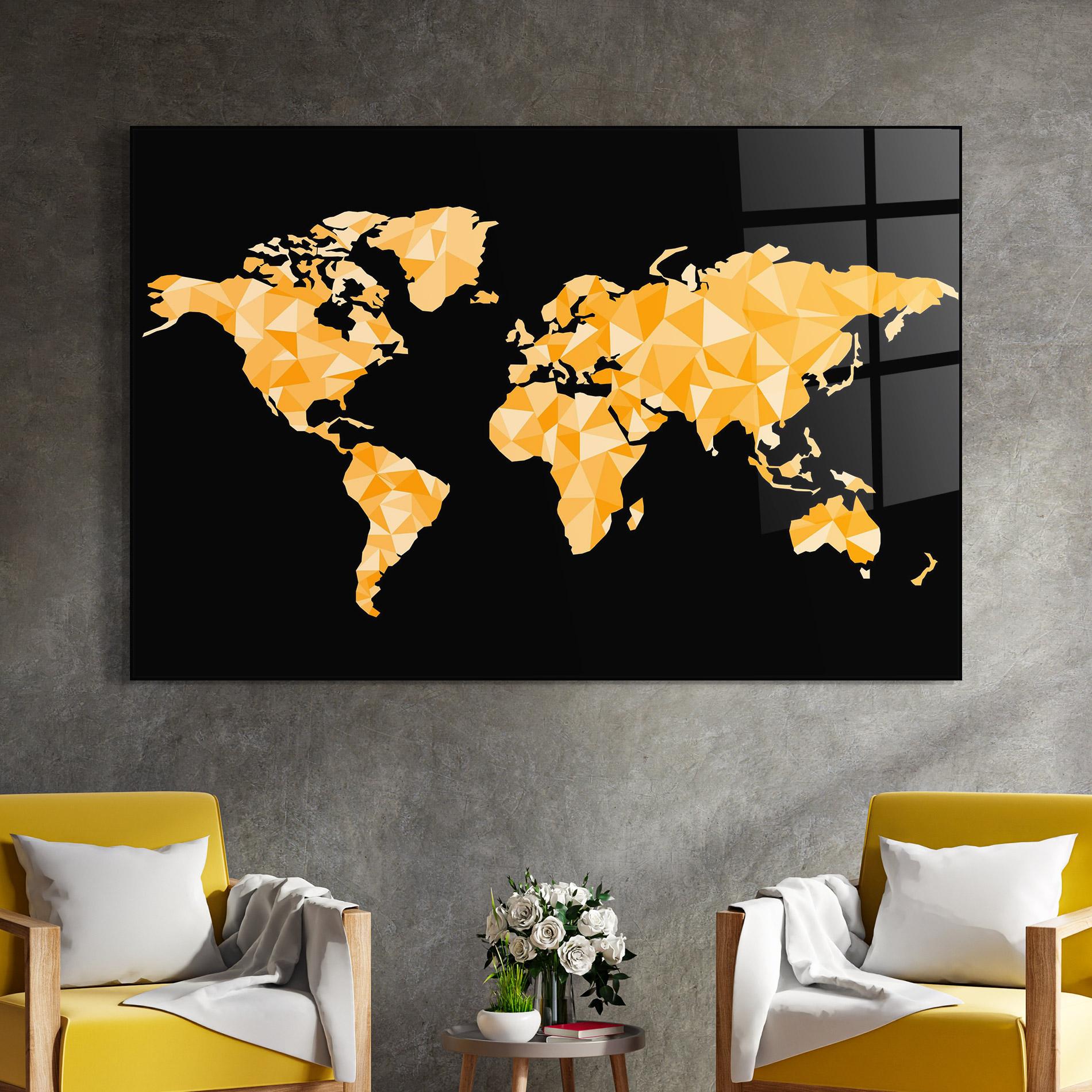 Glasbild Orange World Map mockup 4