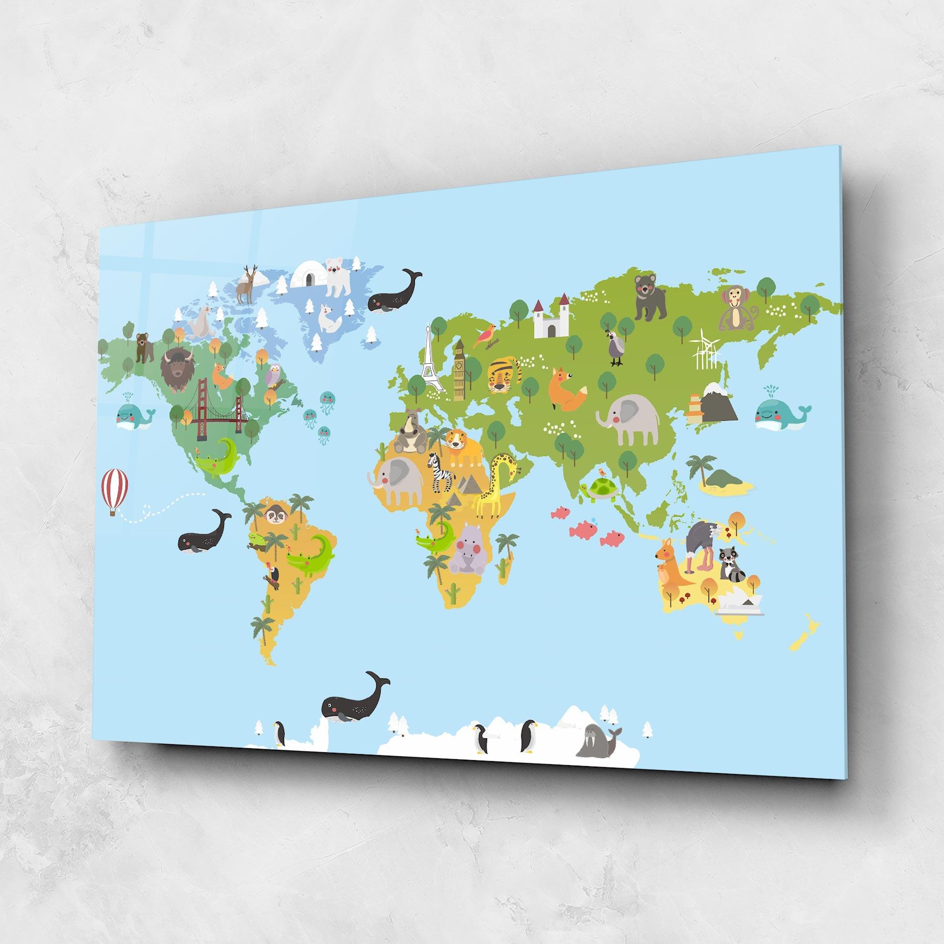 Glasbild Animals Cute Map mockup 1