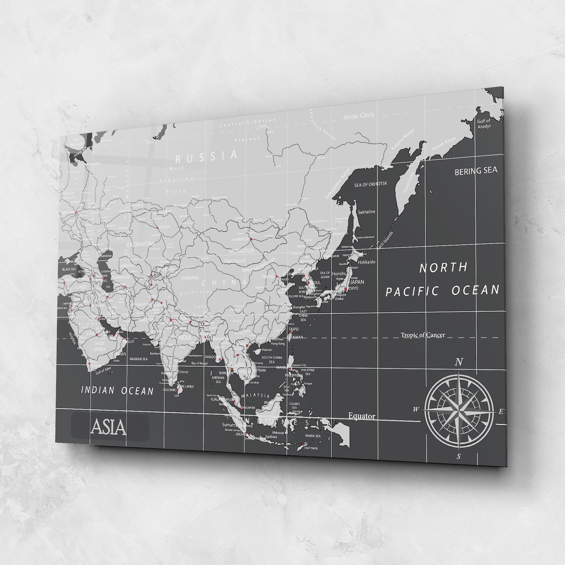 Glasbild Asia Minimal Map mockup 1