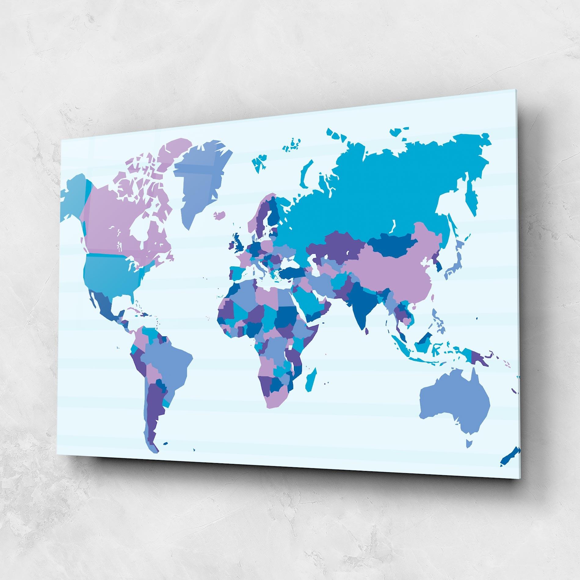 Glasbild Blue Purple Map mockup 1