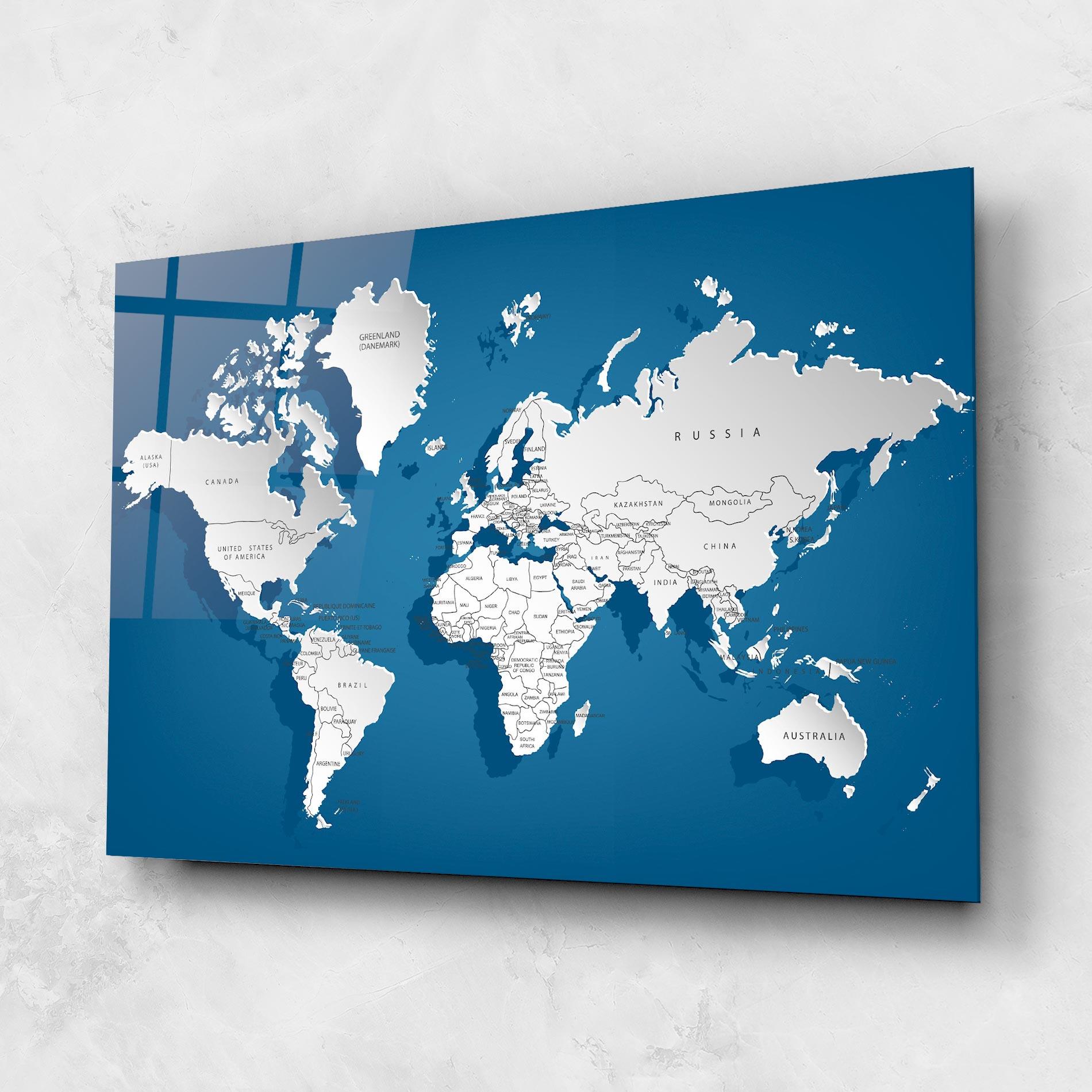 Glasbild Blue White Map mockup 1