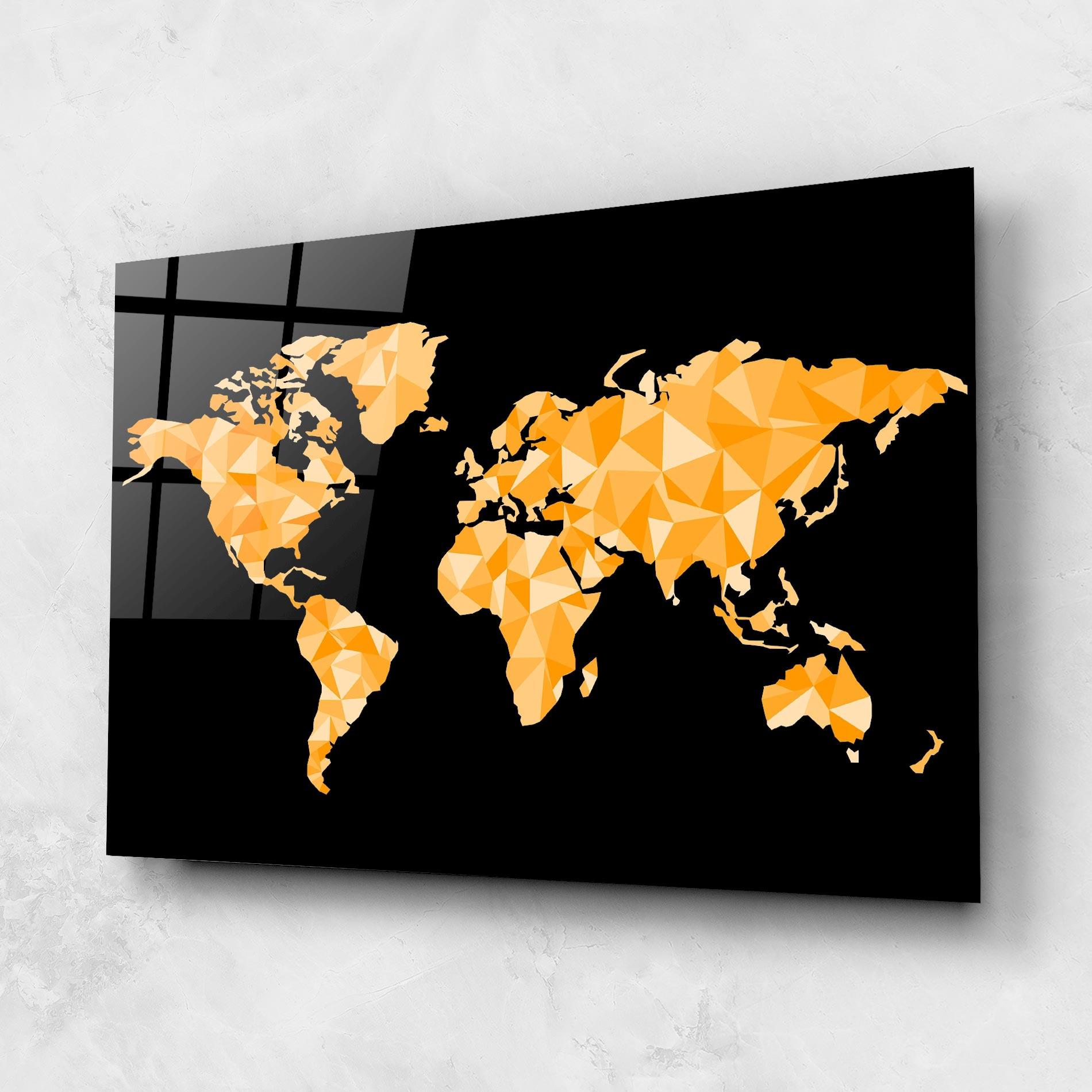 Glasbild Orange World Map mockup 1
