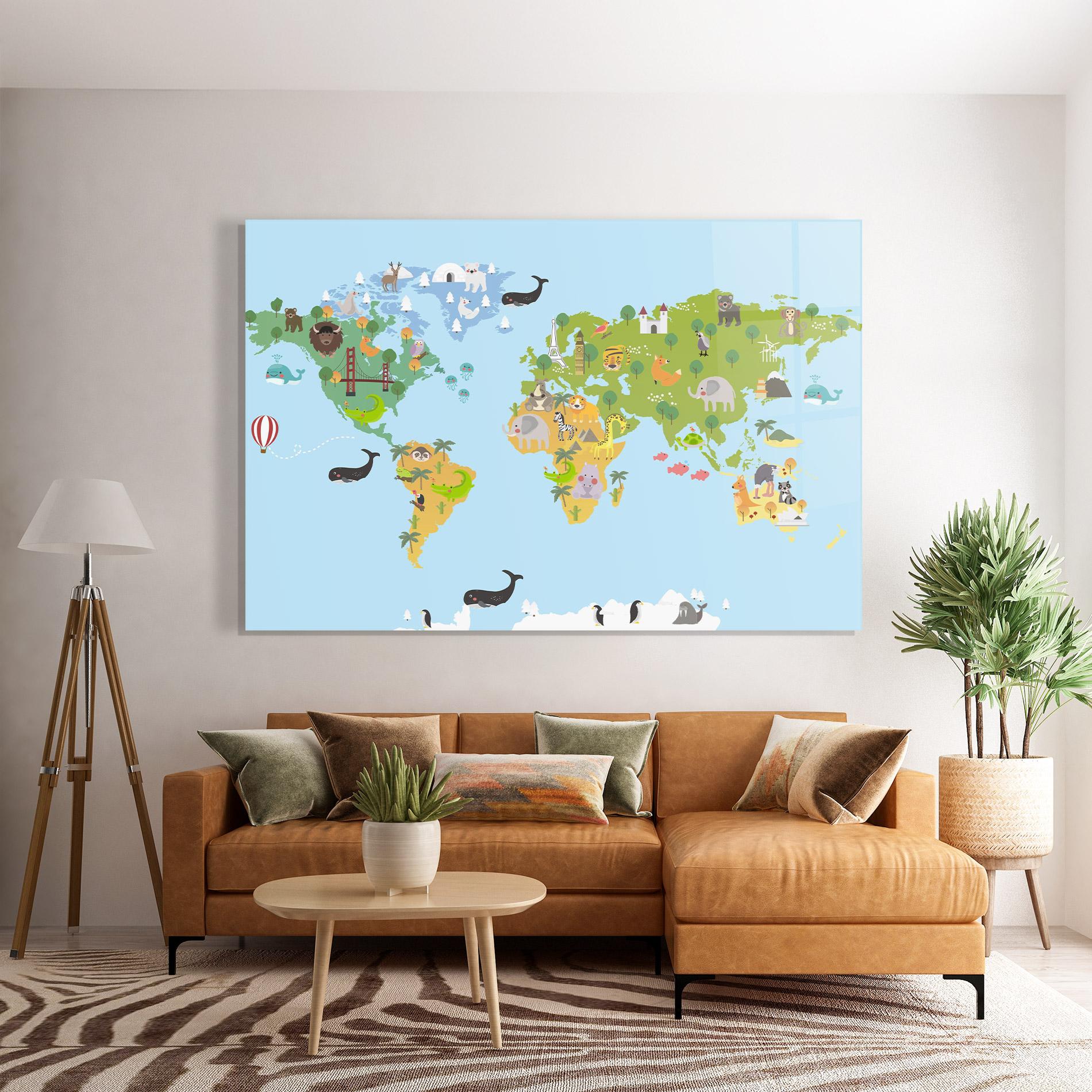 Glasbild Animals Cute Map mockup 7