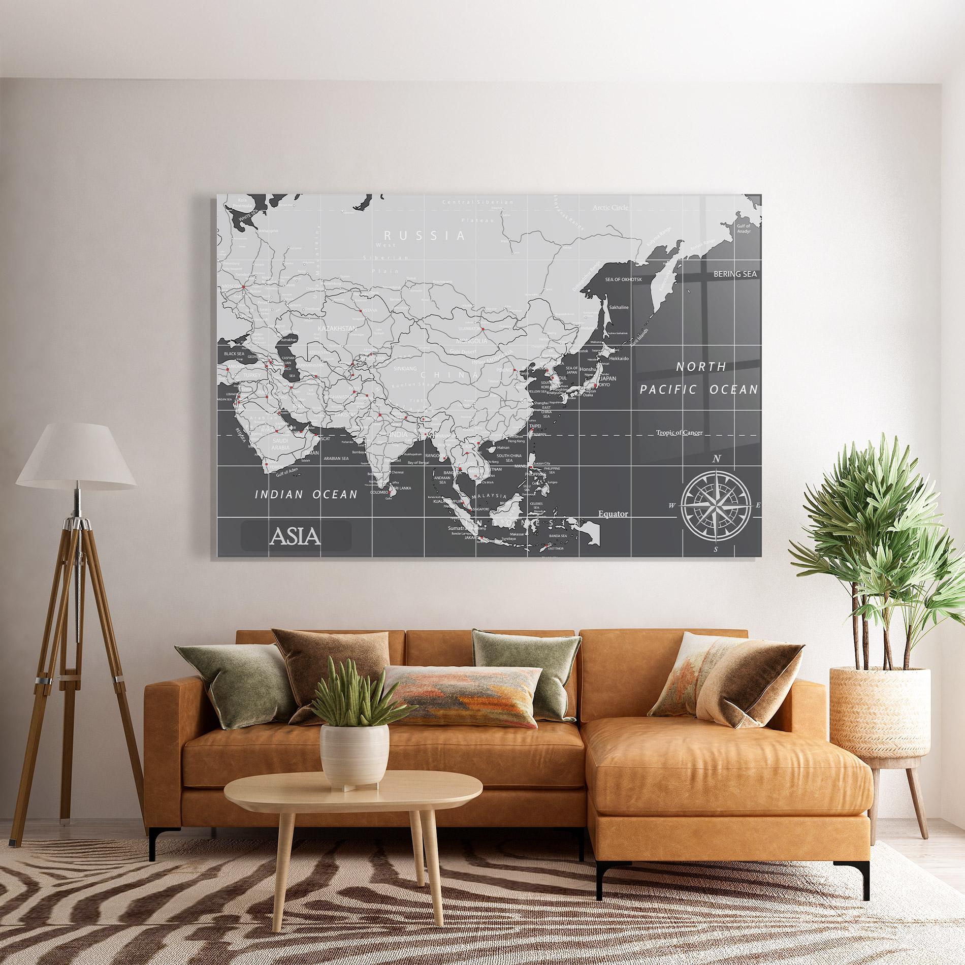 Glasbild Asia Minimal Map mockup 7