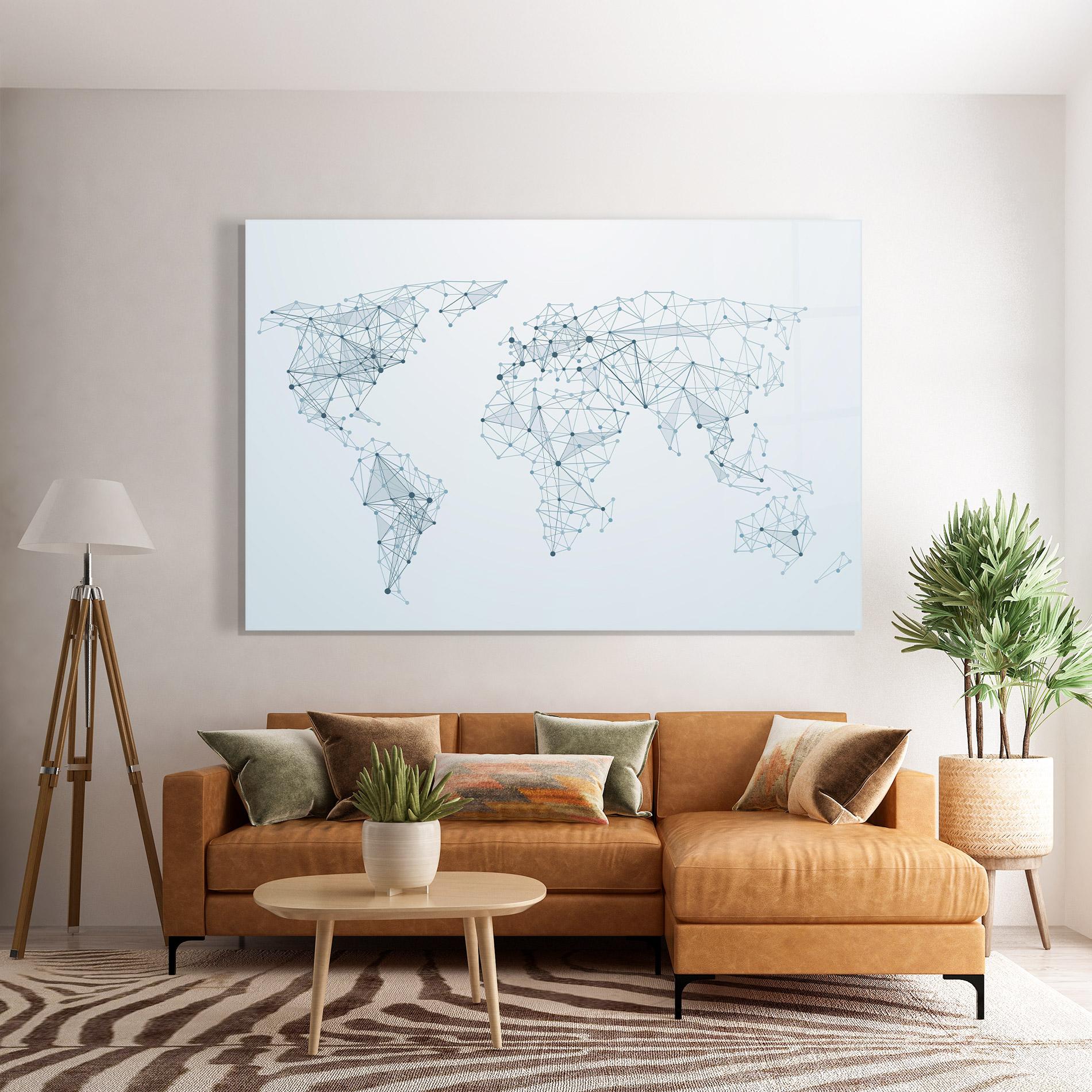 Glasbild Blue Line Map mockup 7
