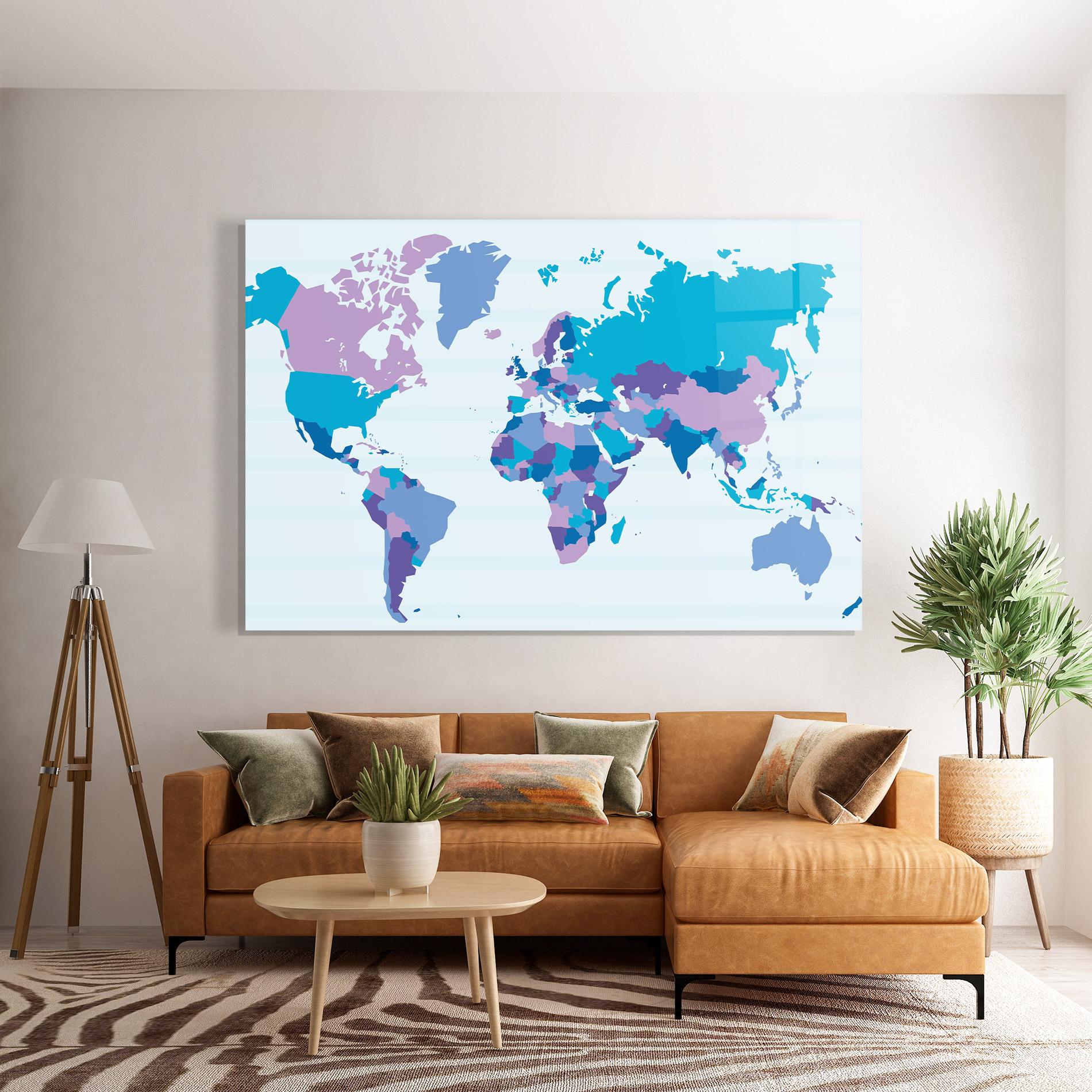 Glasbild Blue Purple Map mockup 7