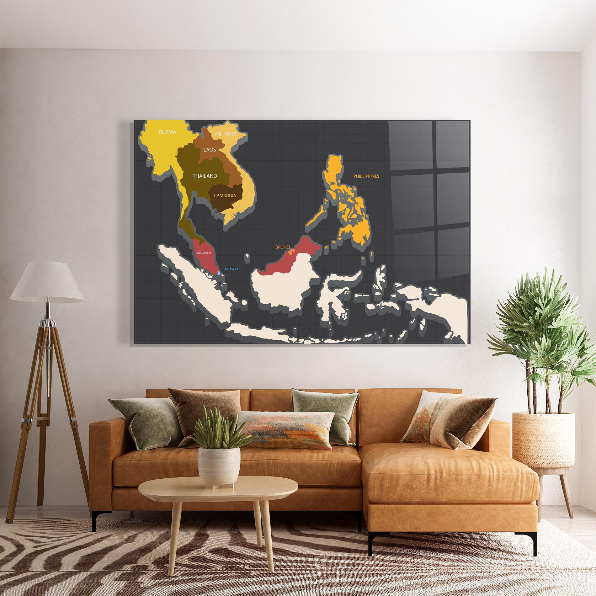 Glasbild Cream Map mockup 7