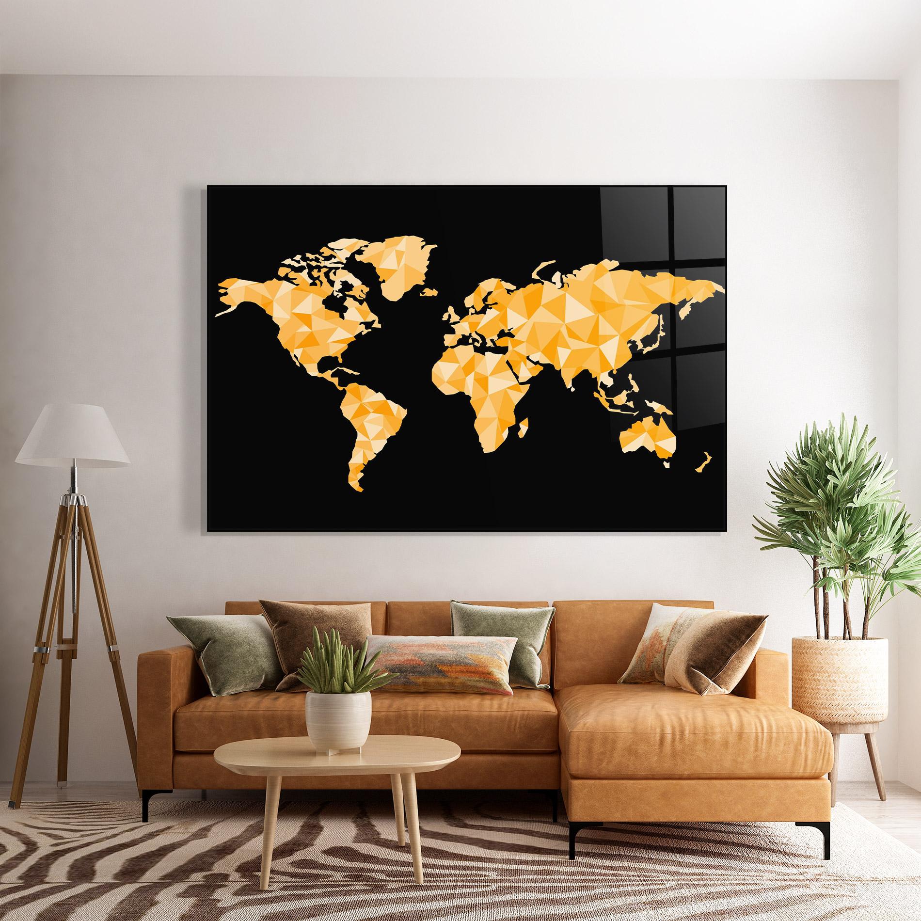 Glasbild Orange World Map mockup 7