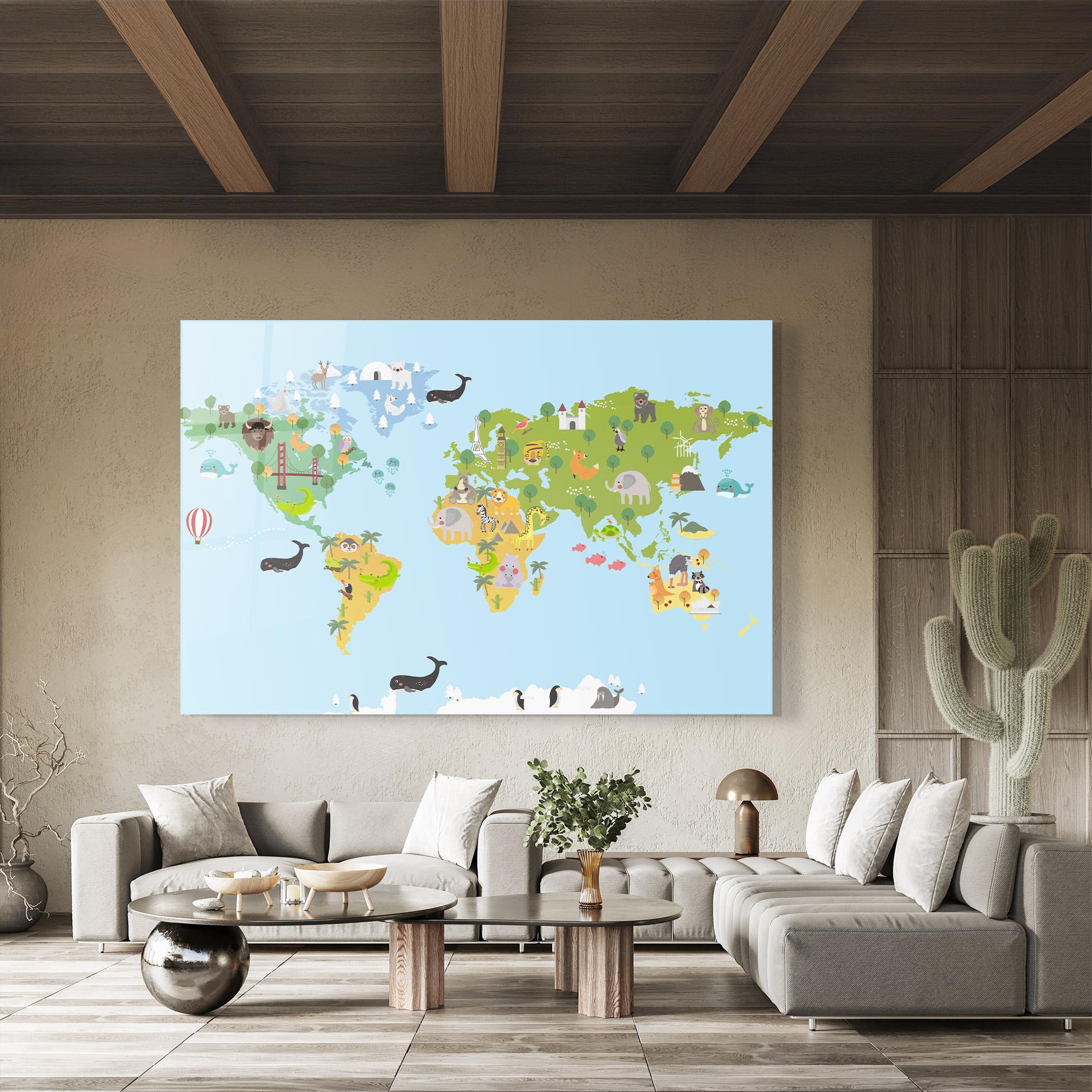 Glasbild Animals Cute Map mockup 8