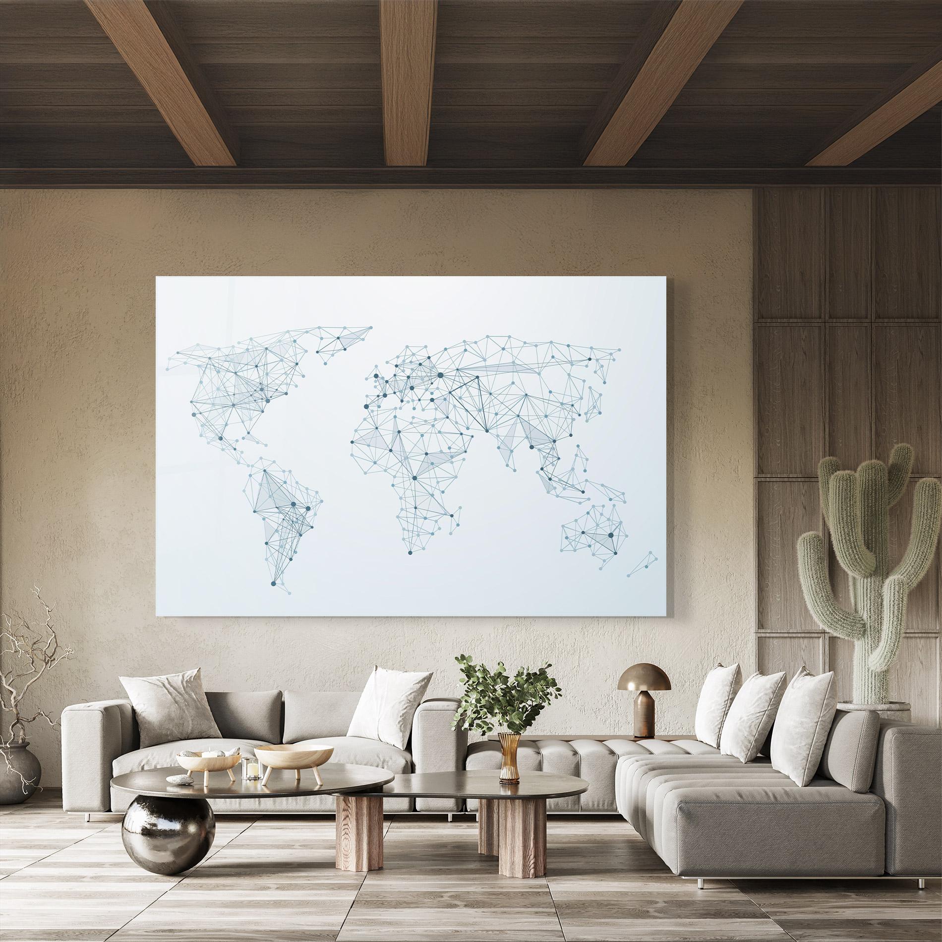 Glasbild Blue Line Map mockup 8