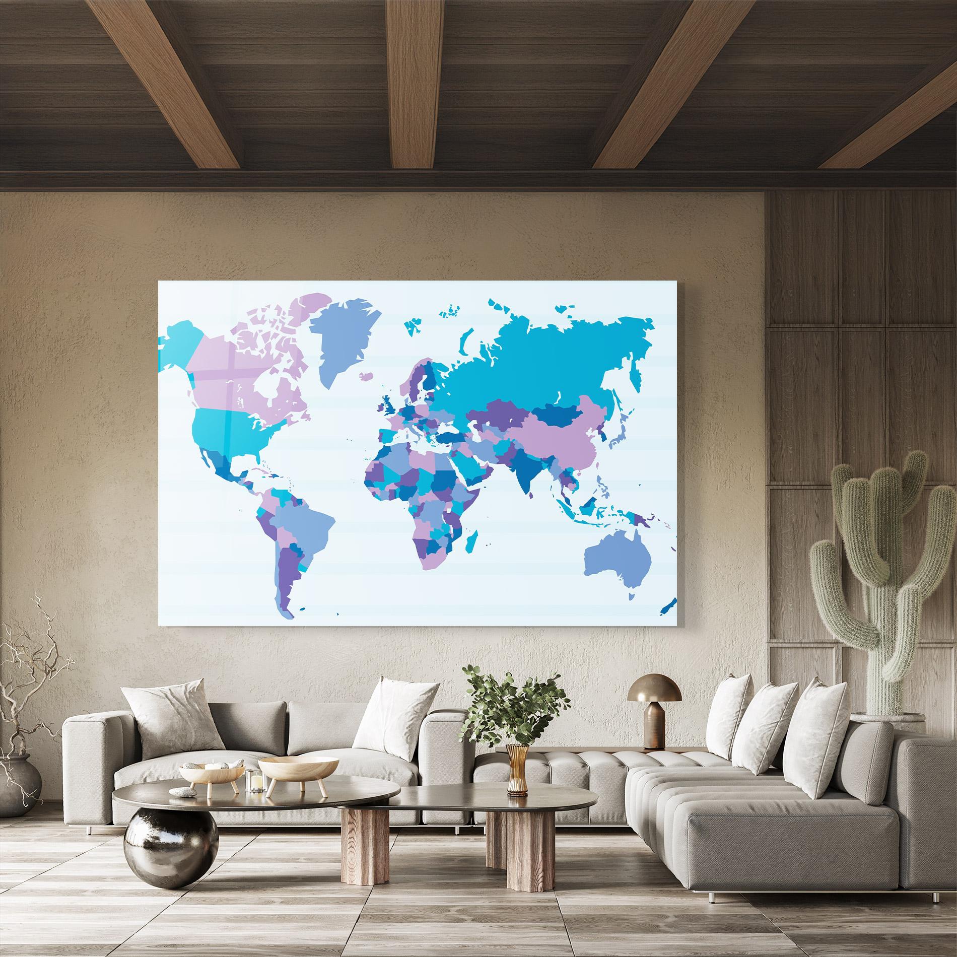 Glasbild Blue Purple Map mockup 8