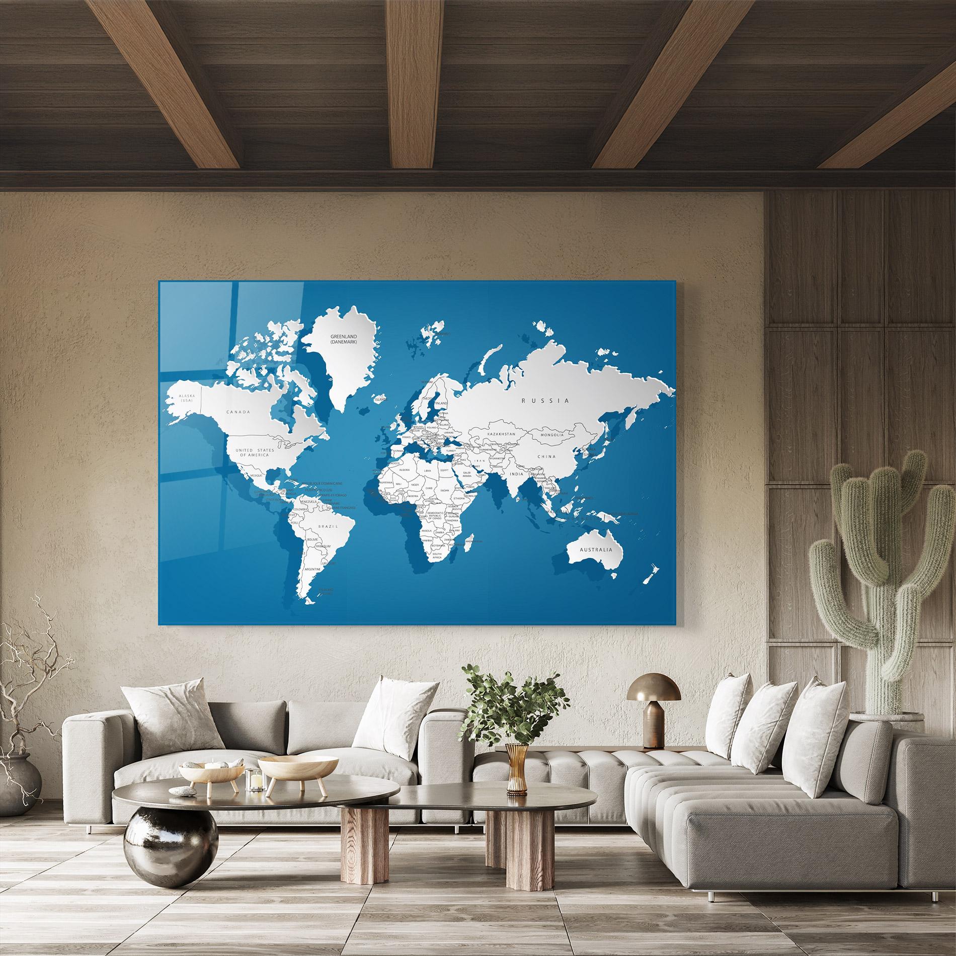 Glasbild Blue White Map mockup 8