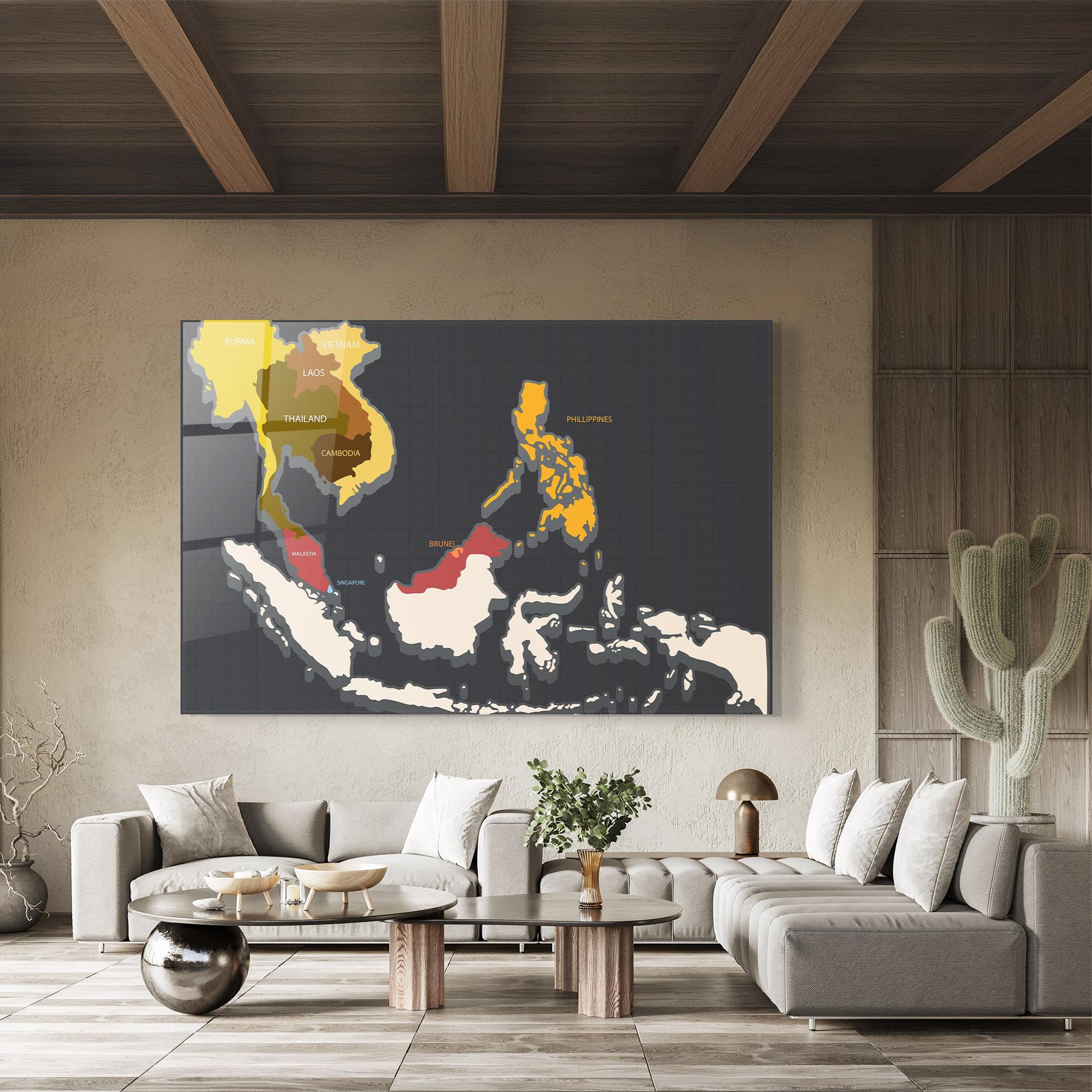 Glasbild Cream Map mockup 8