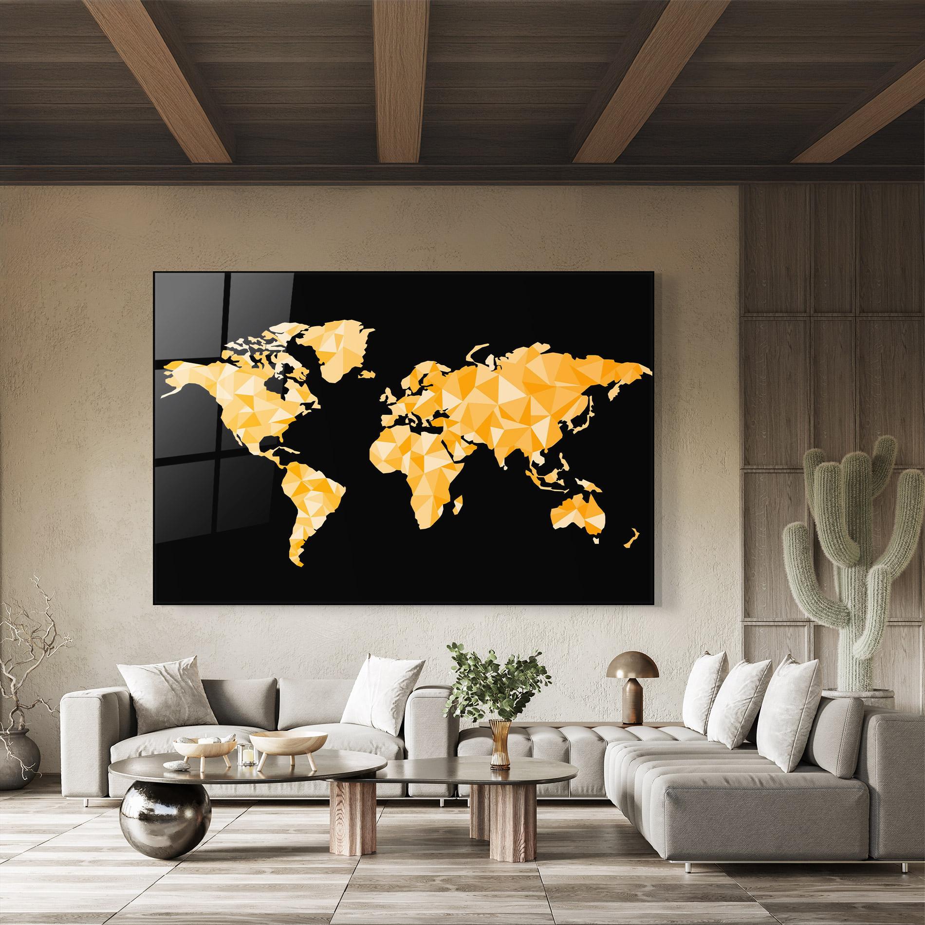 Glasbild Orange World Map mockup 8