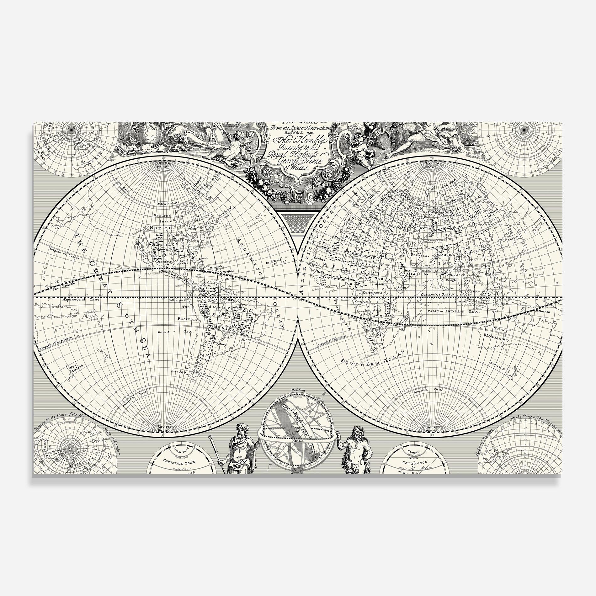 Glasbild Black White Map mockup 0