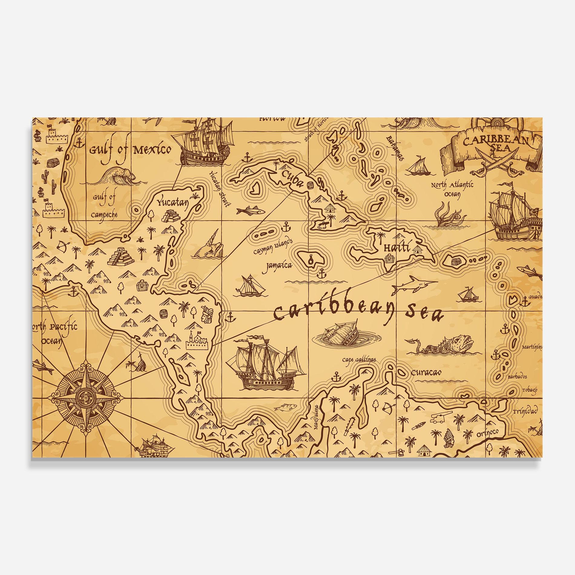 Glasbild Caribbean Sea Map mockup 0