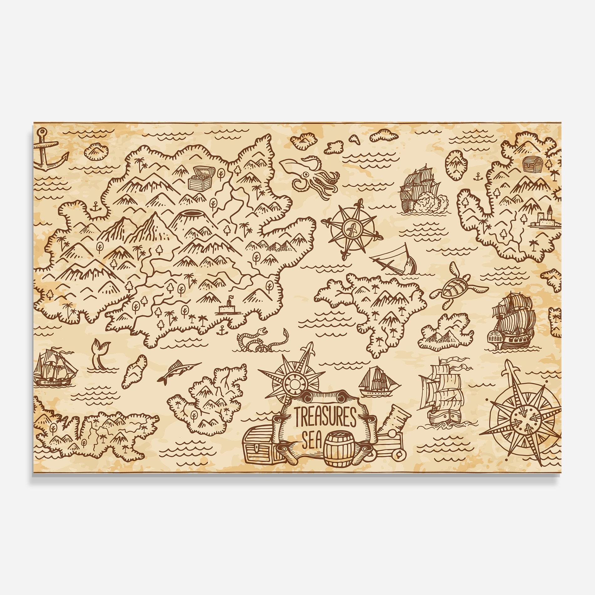 Glasbild Cream Coffee Map mockup 0