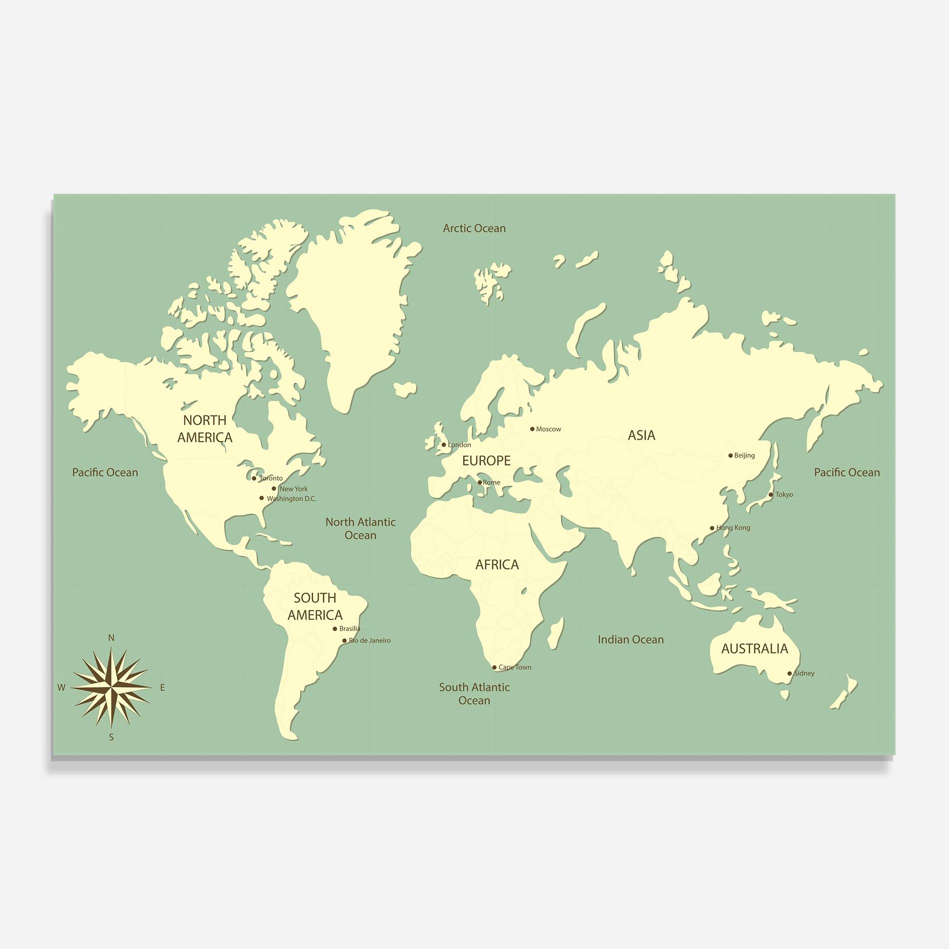 Glasbild Green Cream Map mockup 0