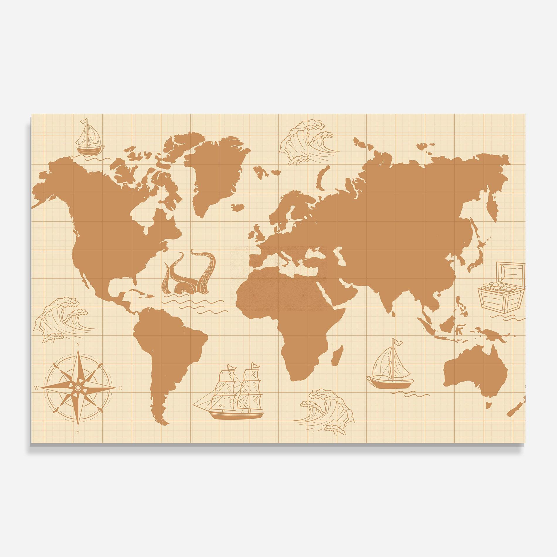 Glasbild Light Cream Map mockup 0