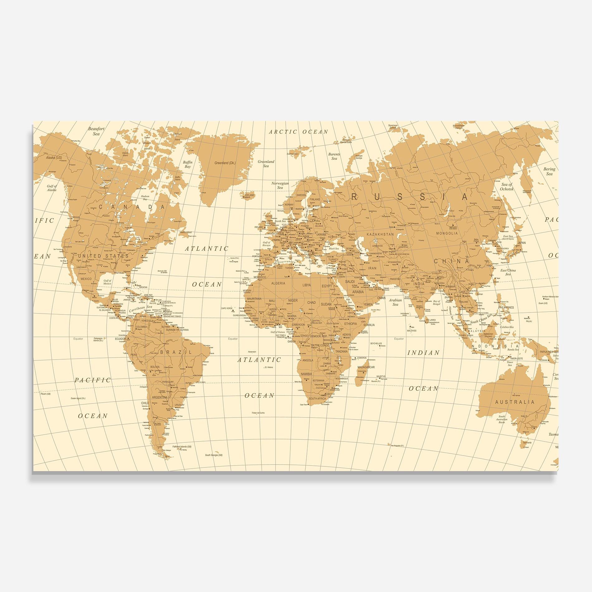 Glasbild Old Map Cream mockup 0
