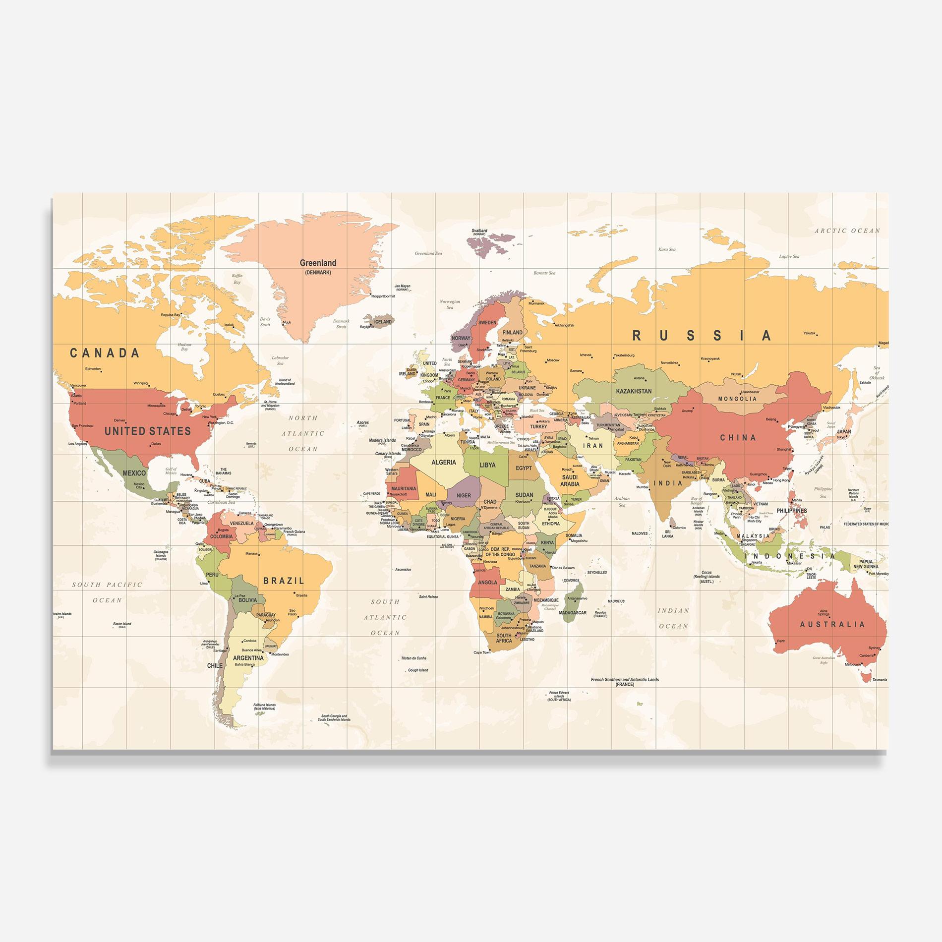 Glasbild Orange Cream Map mockup 0