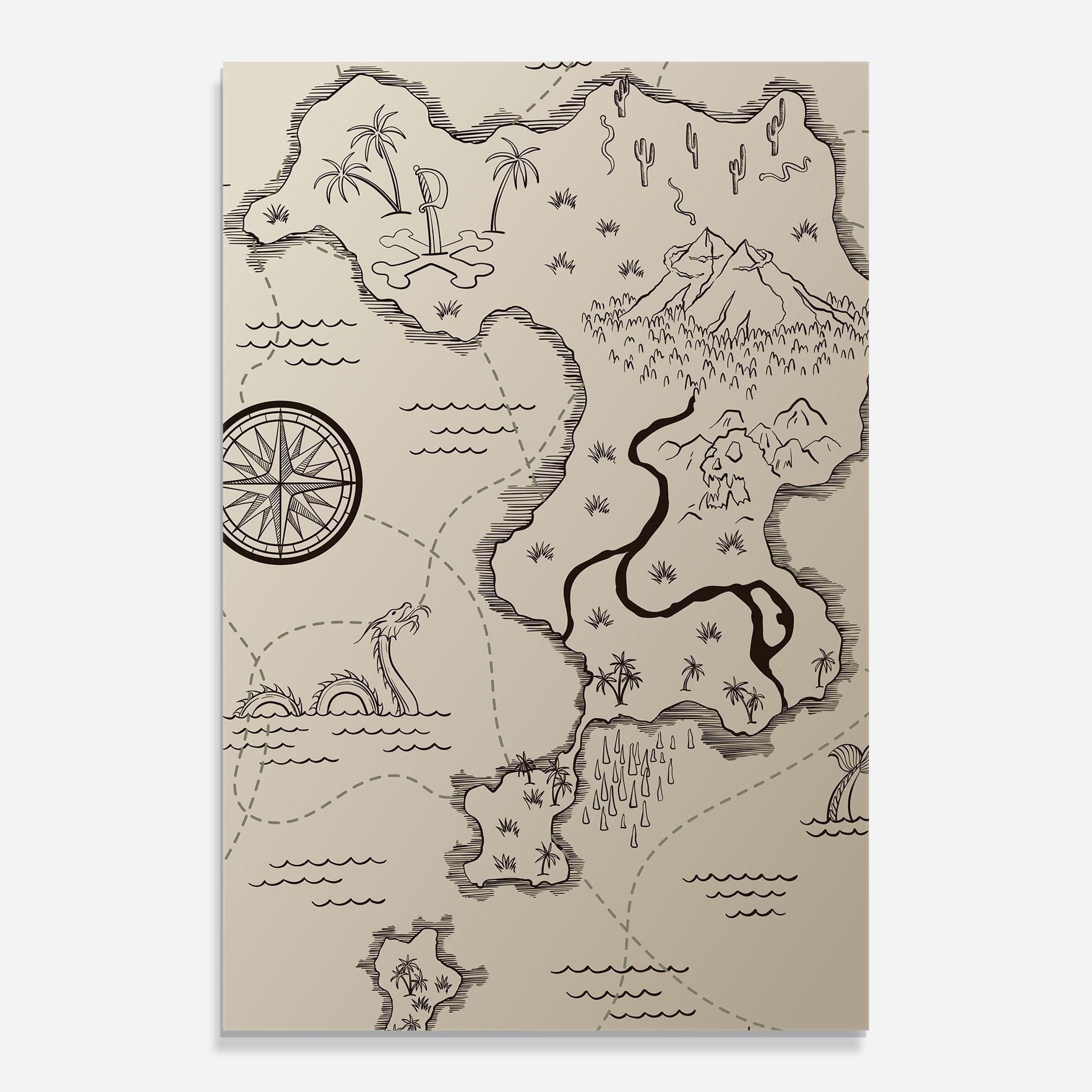 Glasbild Cream Island Map mockup 0