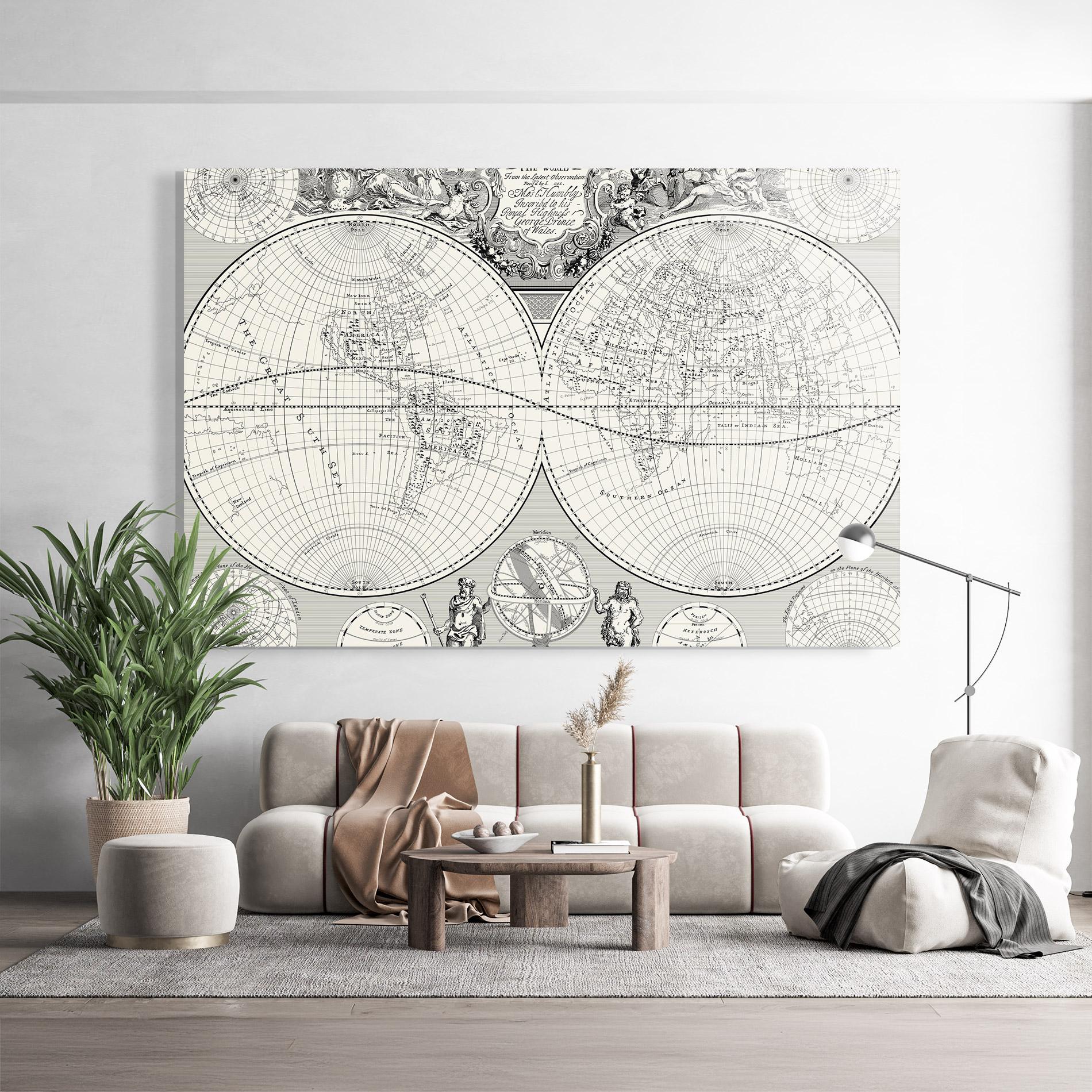 Glasbild Black White Map mockup 9