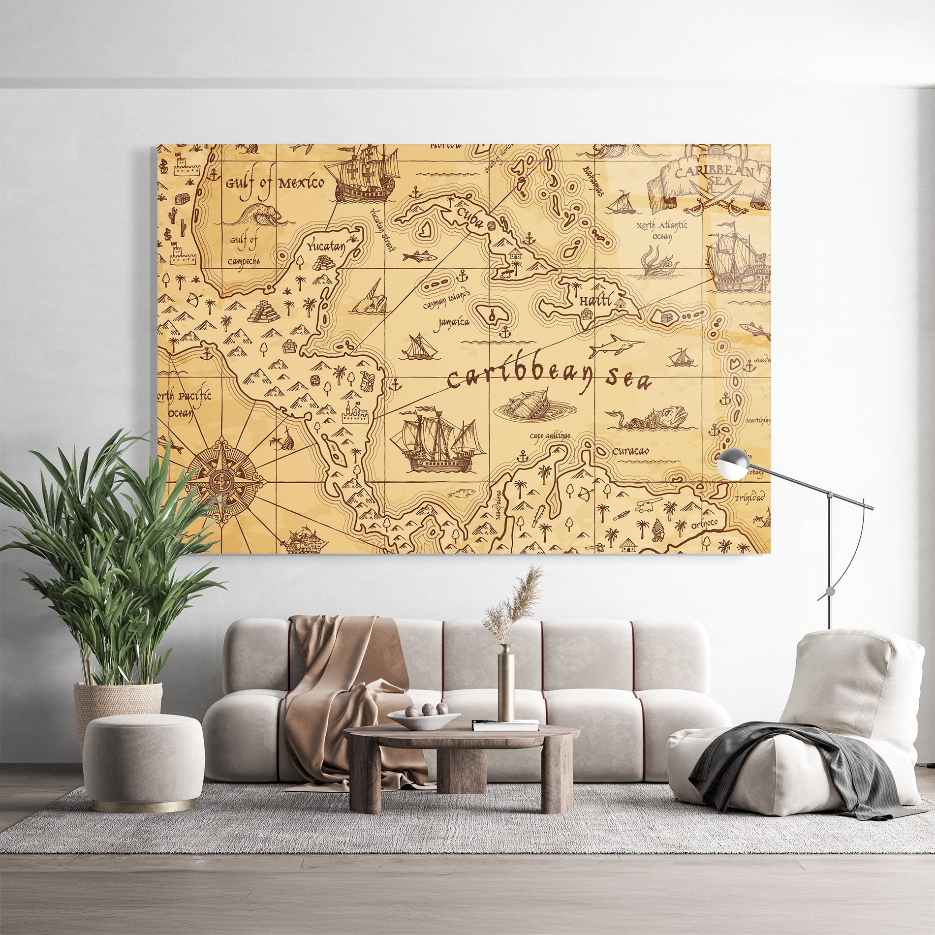 Glasbild Caribbean Sea Map mockup 9