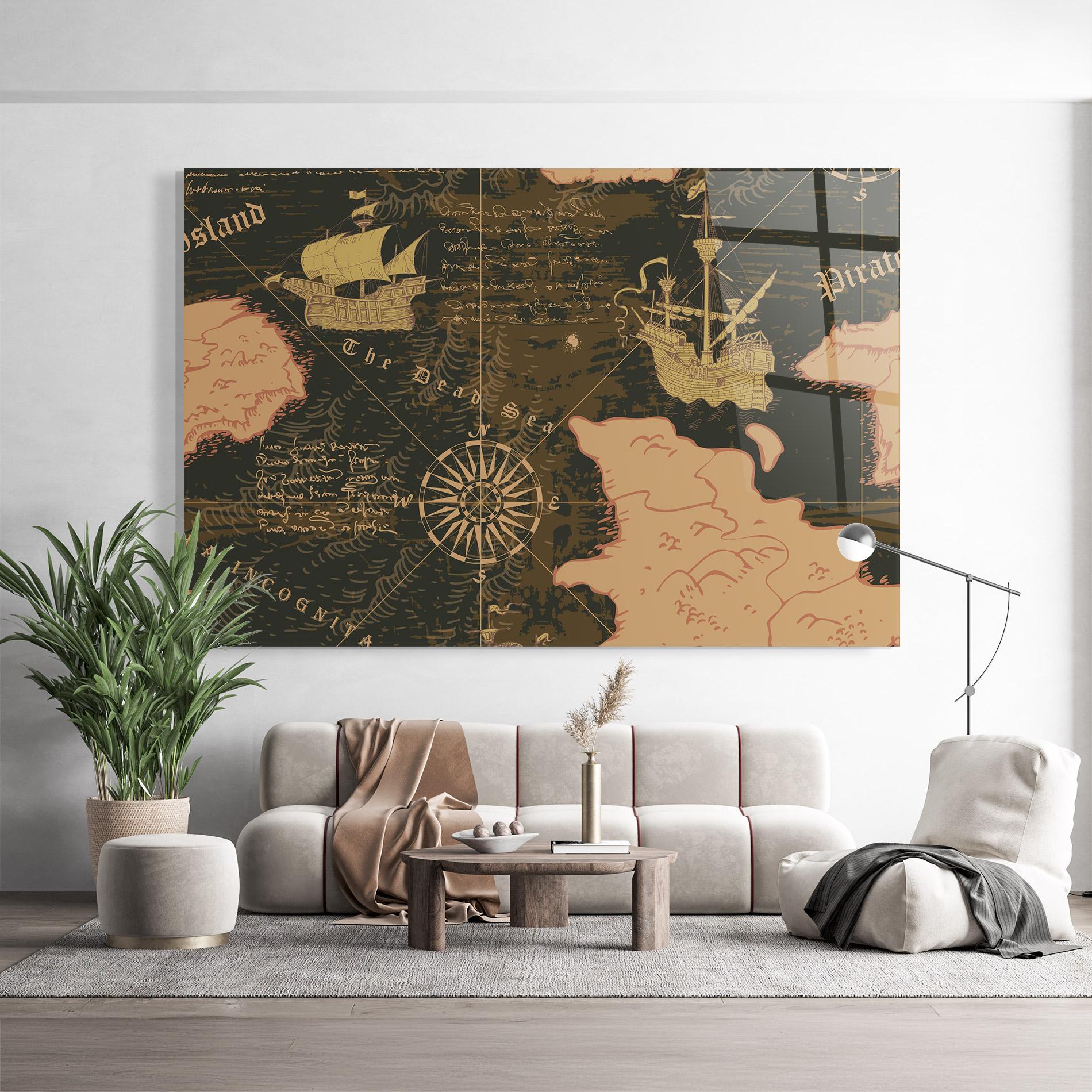 Glasbild Cool Old Map mockup 9