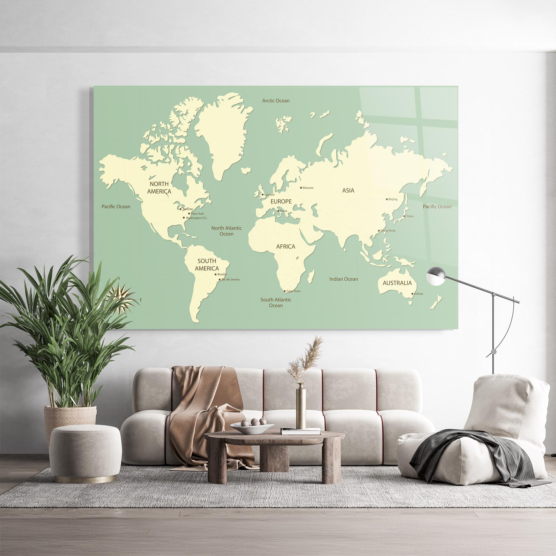 Glasbild Green Cream Map mockup 9
