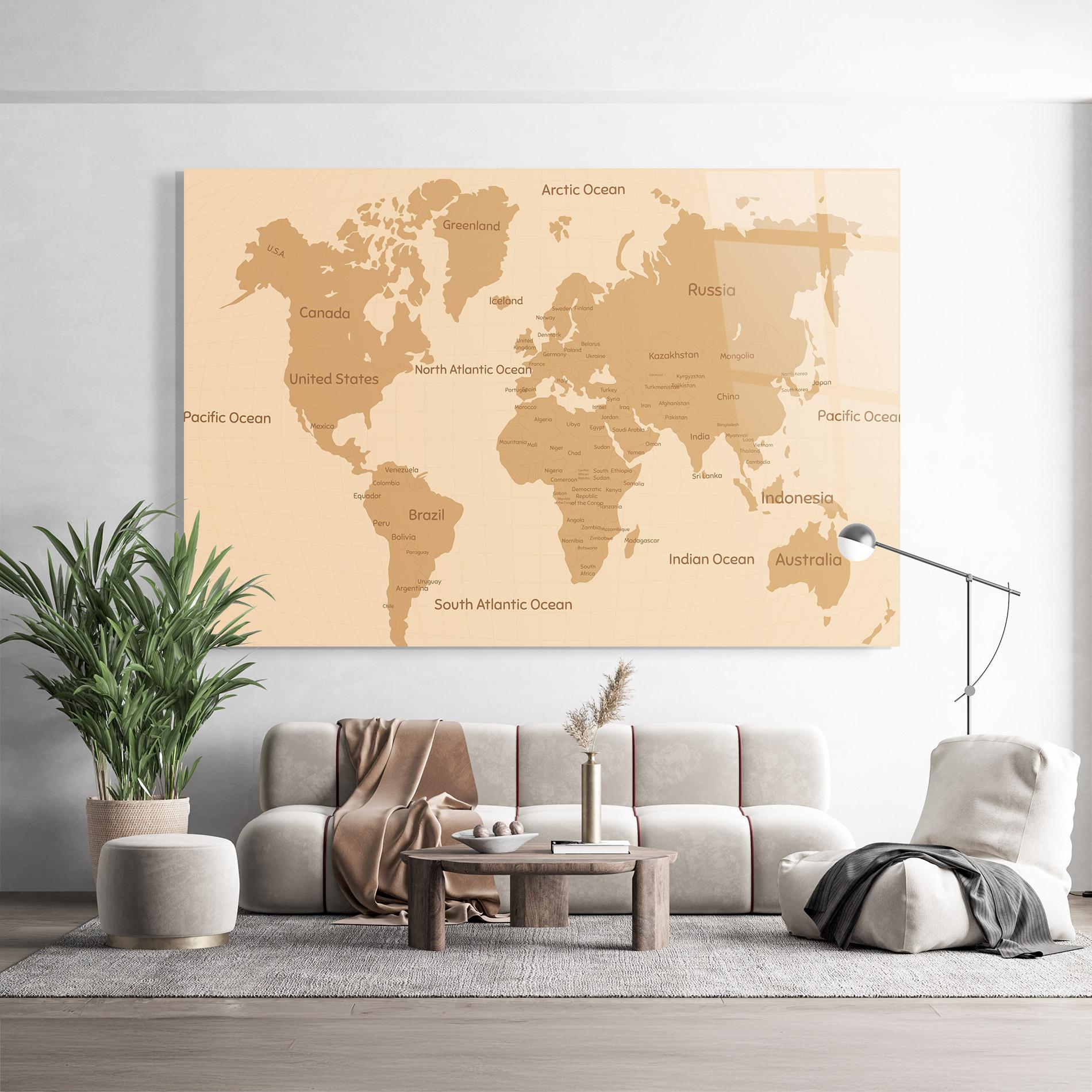 Glasbild Ocean Old Map mockup 9