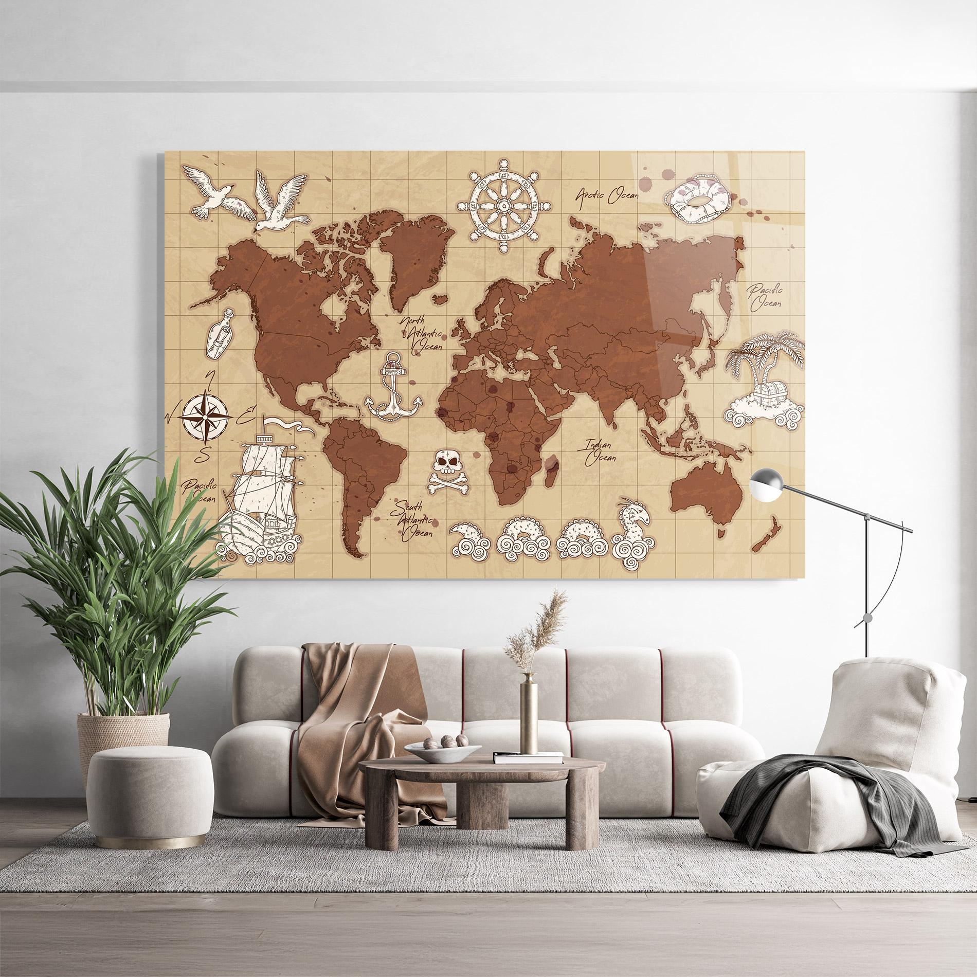 Glasbild Old Pirate Map mockup 9