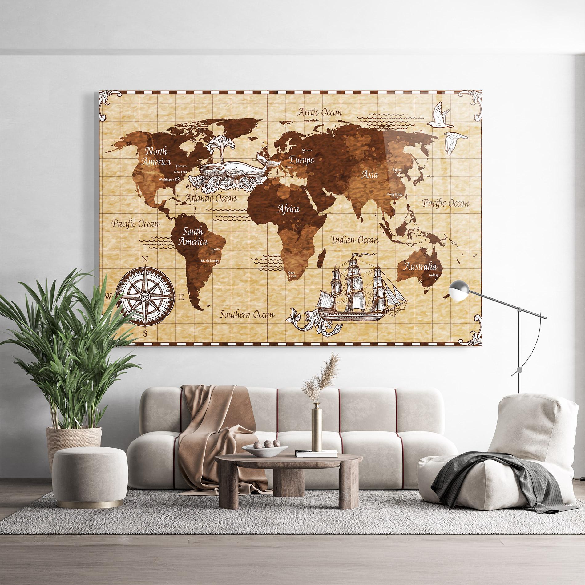 Glasbild Pirate World Map mockup 9