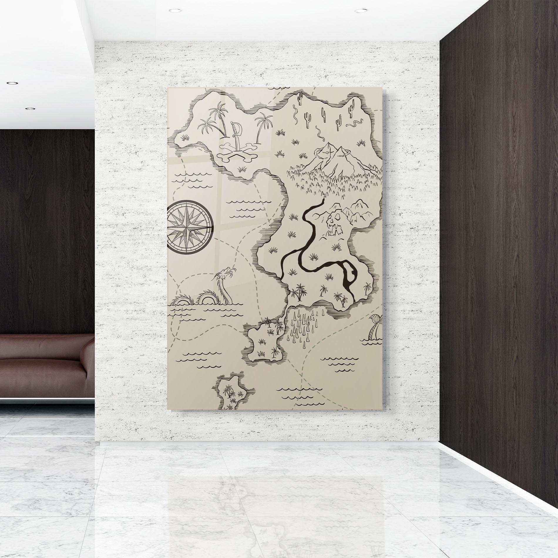 Glasbild Cream Island Map mockup 9