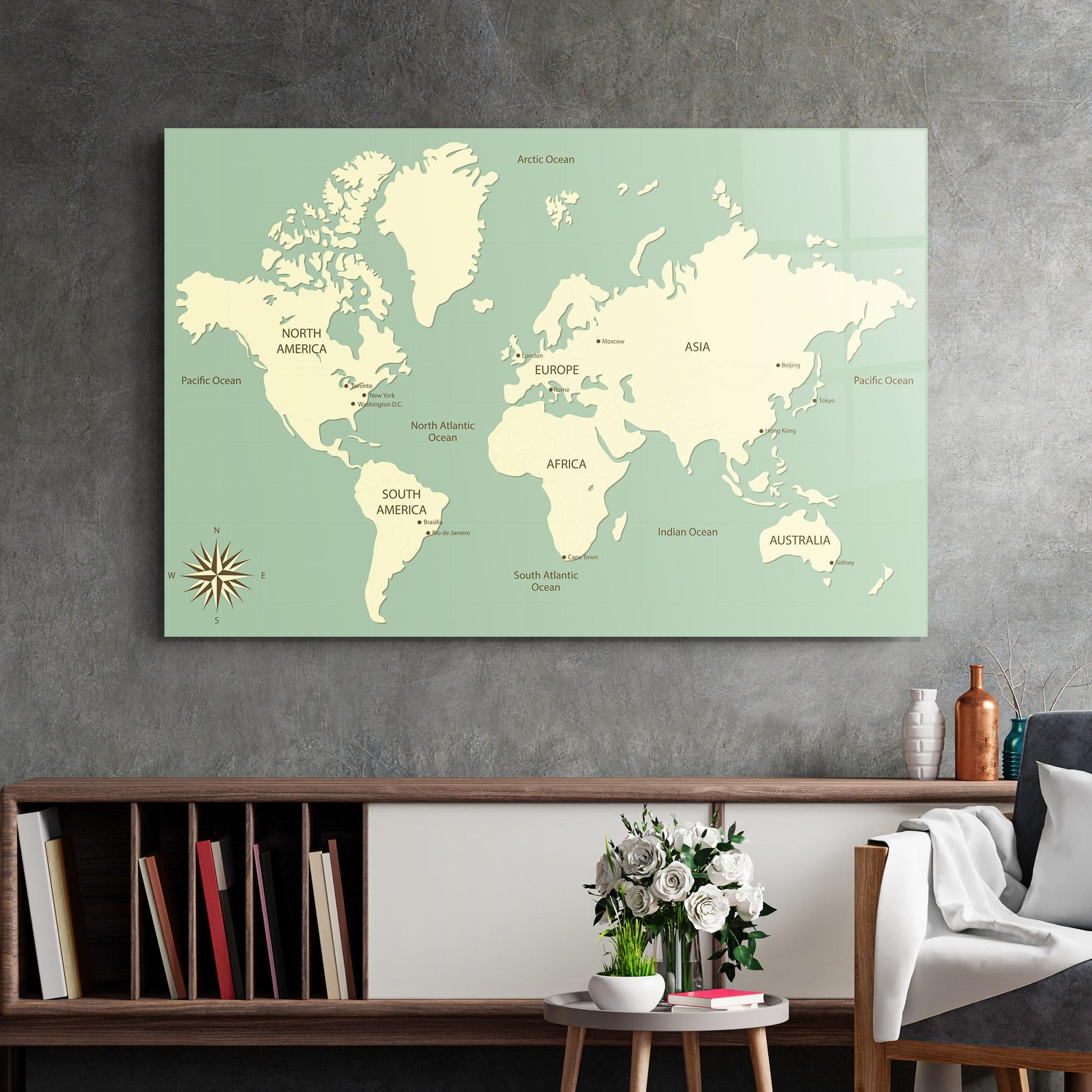 Glasbild Green Cream Map mockup 2