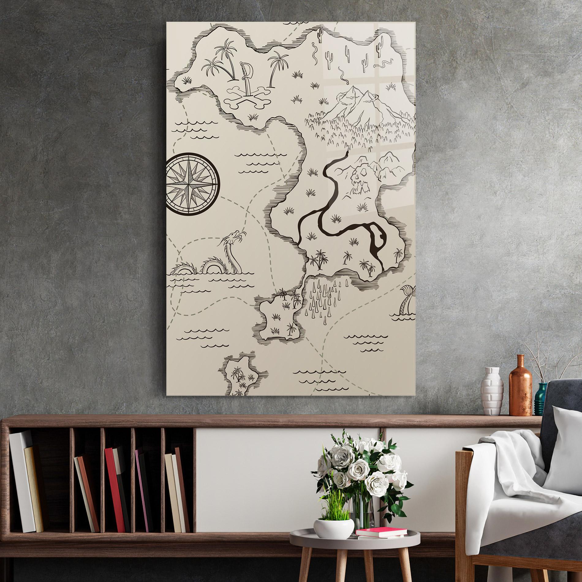 Glasbild Cream Island Map mockup 2