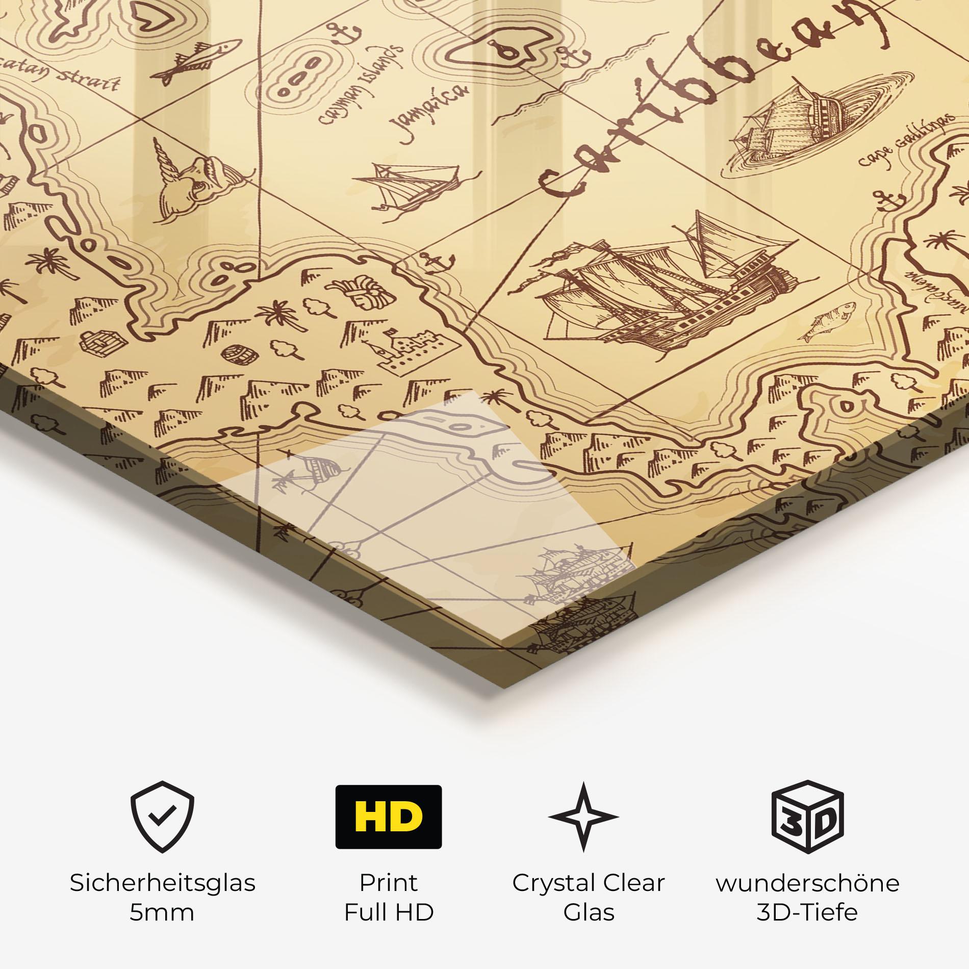 Glasbild Caribbean Sea Map mockup 3
